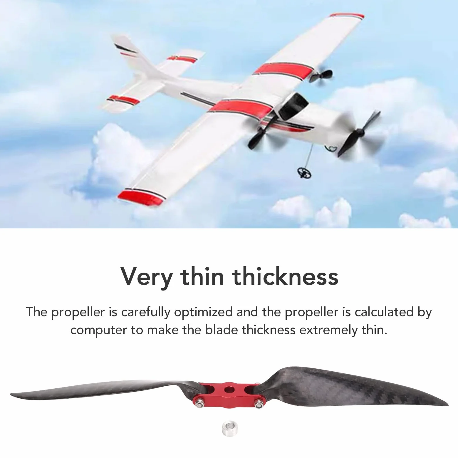 Eliche pieghevoli RC in fibra di carbonio Pale durevoli leggere ad alte prestazioni con elevata rigidità torsionale per velivoli ad ala fissa e drone 275 mm 10,8 pollici