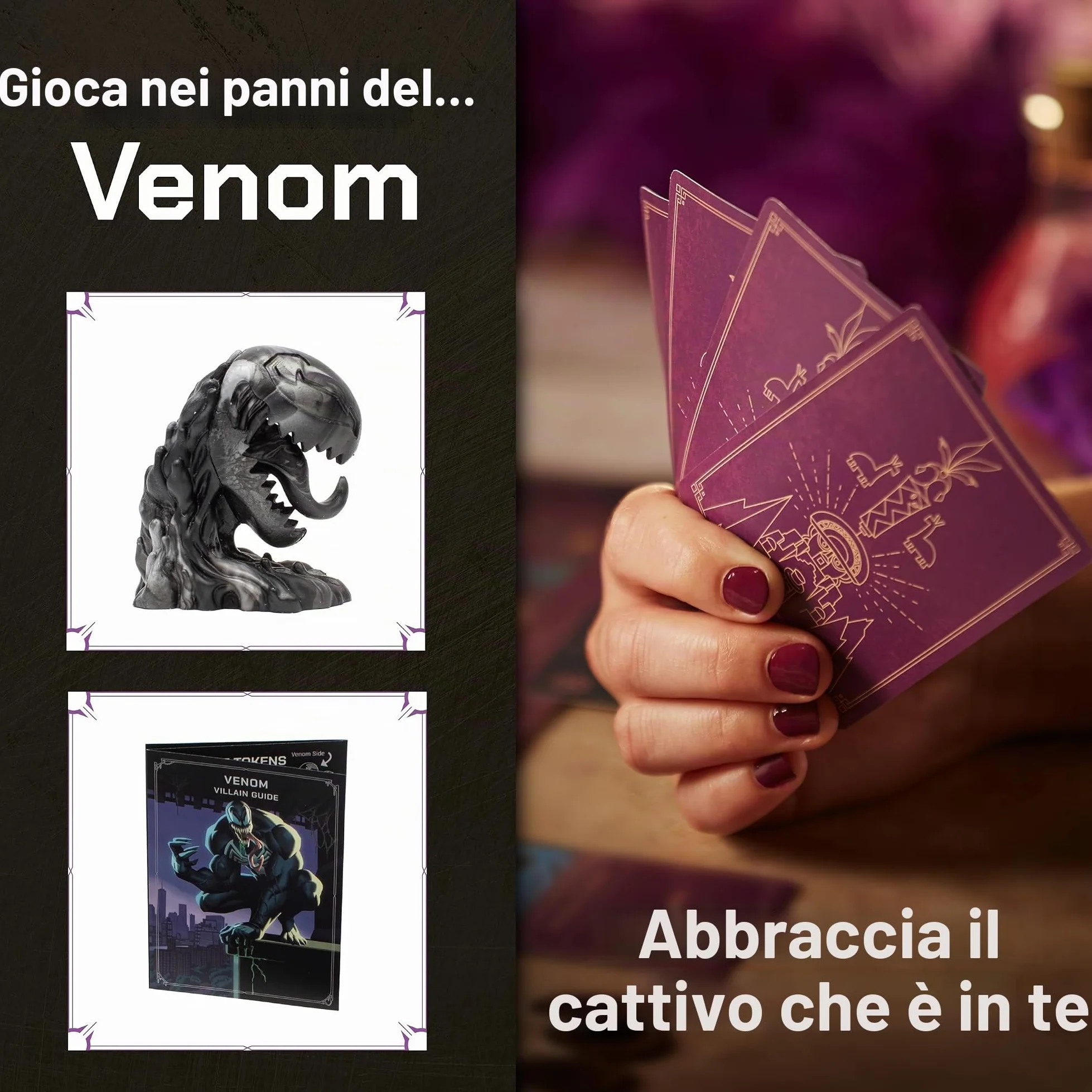 Marvel Villainous - We are Venom - Espansione del gioco da tavolo strategico a personaggio singolo - Gioca nei panni di Venom, l'iconico simbiote e sconfiggi Spider-Man, gatto nero e altri eroi - Età