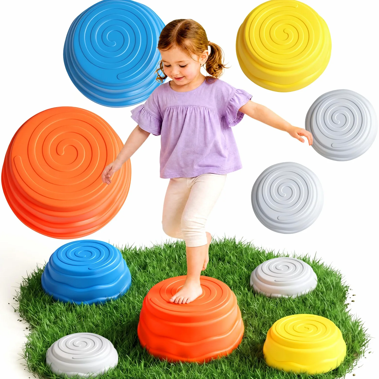 Rtomy Stapelstein, Pietre Equilibrio Bambini, Stepping Stones Giochi da Esterno e Interno, Antiscivolo e Silenzioso, Favorise Equilibrio e Coordinazione, Regalo Bambini 3 4 5 6 Anni