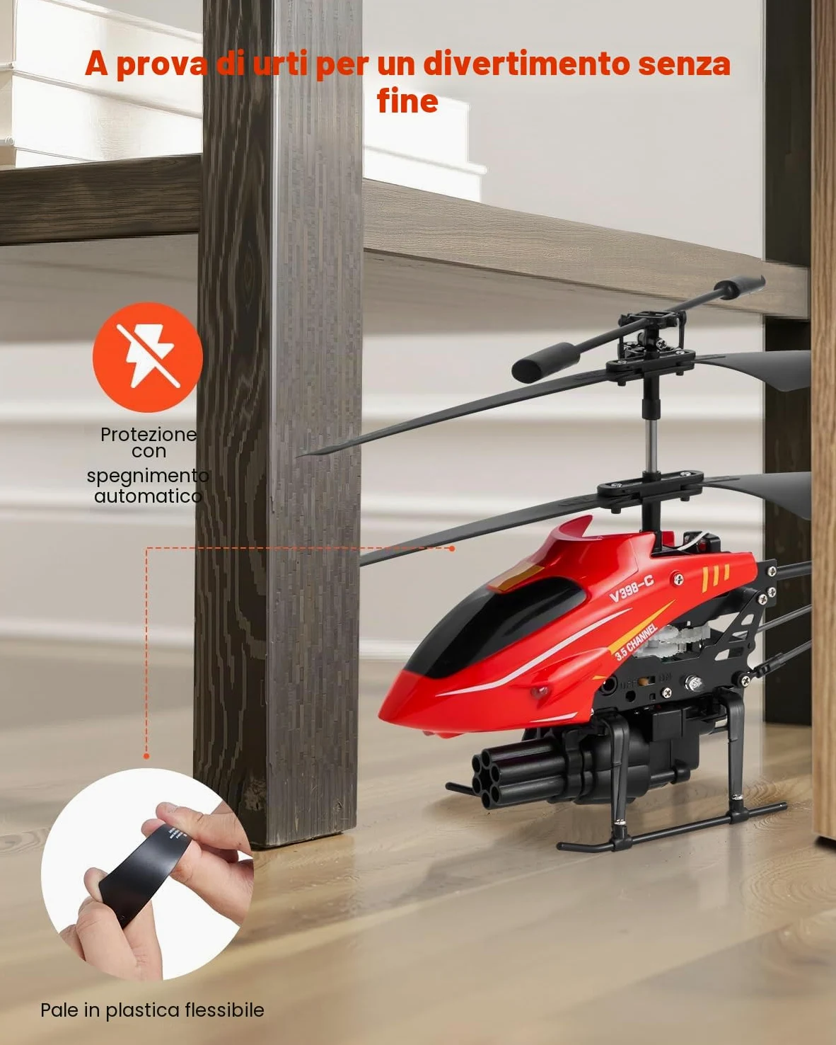 VEVOR Elicottero RC, Giocattoli Elicottero Radiocomandato Volante da 2,4 GHz 3,5 Canali con Modalità di Sparo, Mantenimento dell'Altitudine, Decollo/Atterraggio con un Solo Tasto e Luci a LED