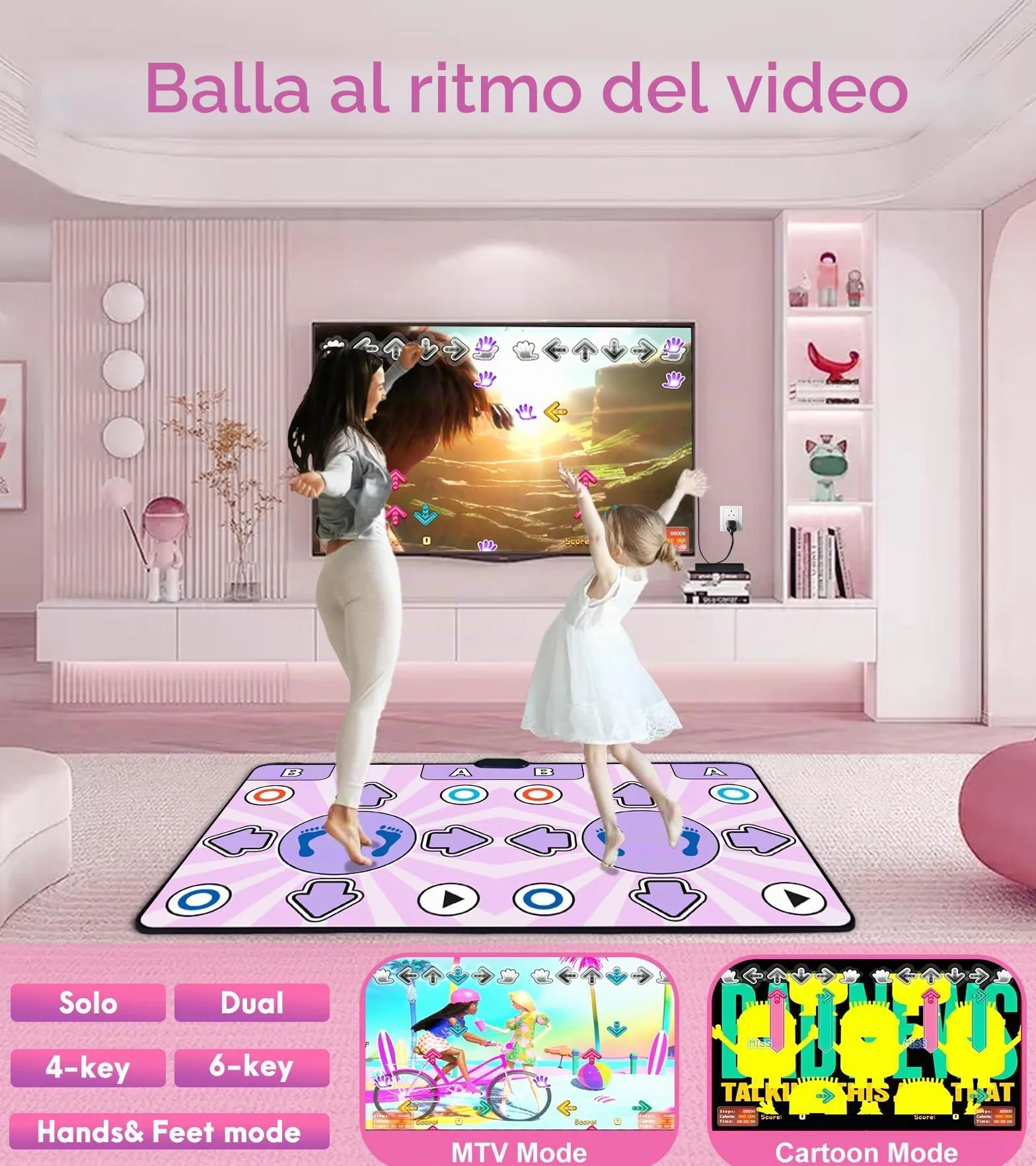 Doppio tappetino da ballo TV antiscivolo con controller wireless HDMI per adulti e bambini regalo 3-12 anni