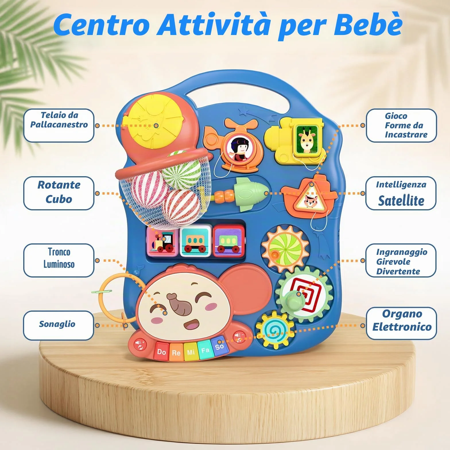 QDRAGON 3 in 1 Girello per Bambini, Centro Di Attività Educativa per Imparare a Camminare, Seduti, In Piedi, Neonato Gioco Educativo, Primi Passi per Bambini, Giochi Bambini 12-36 Mesi, Blu