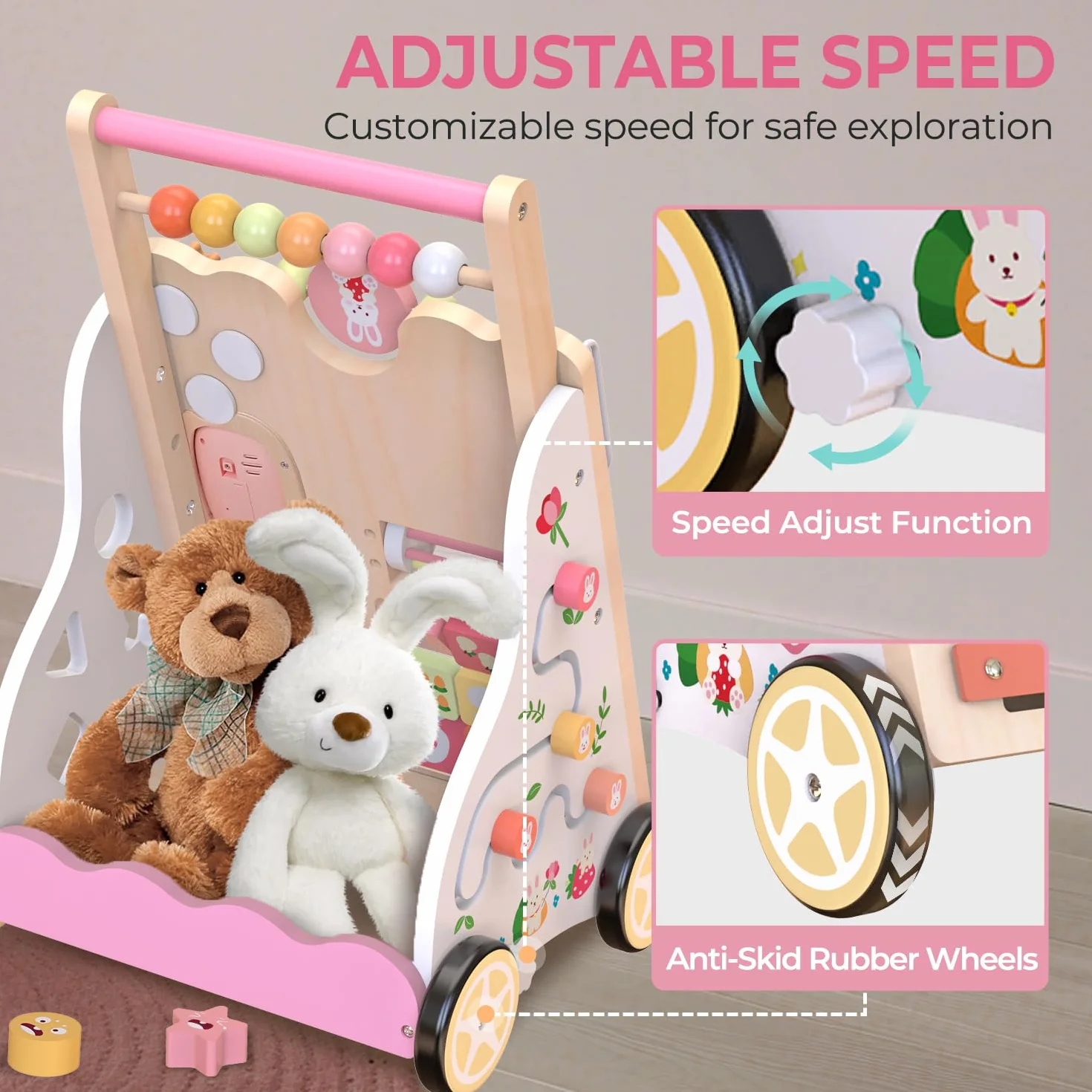 Giocattolo scorrevole in legno per imparare a camminare per bambini BPW668