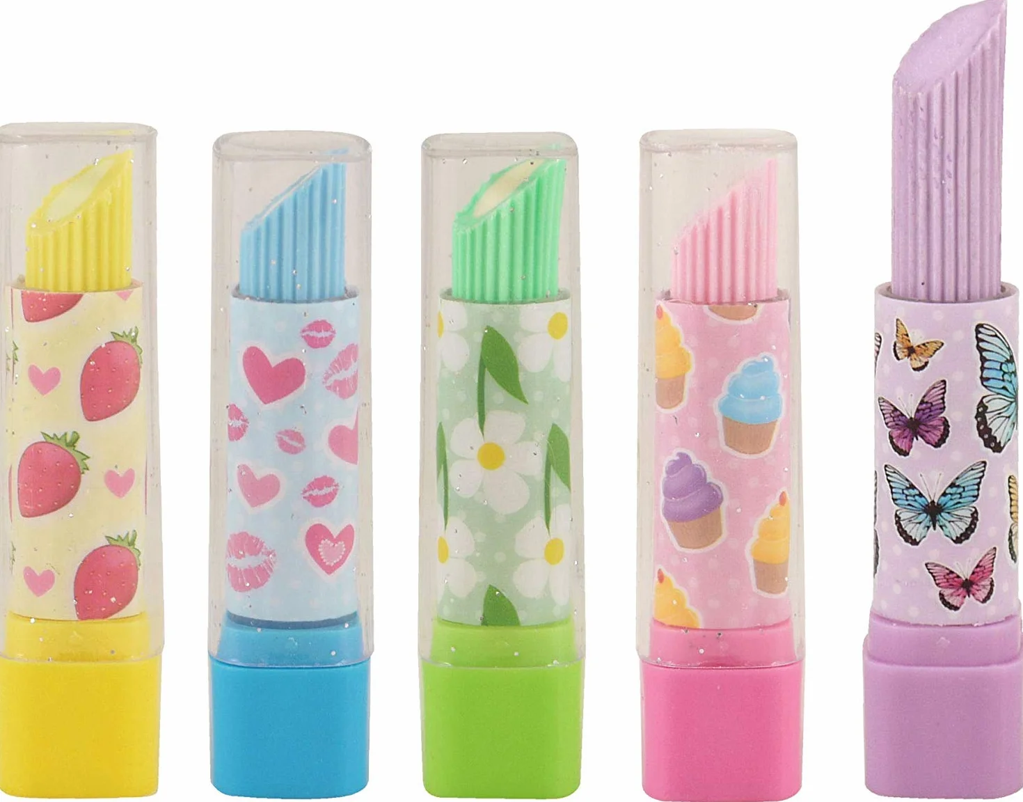 10 gomme da cancellare a forma di rossetto, per feste, da ragazza, colori assortiti