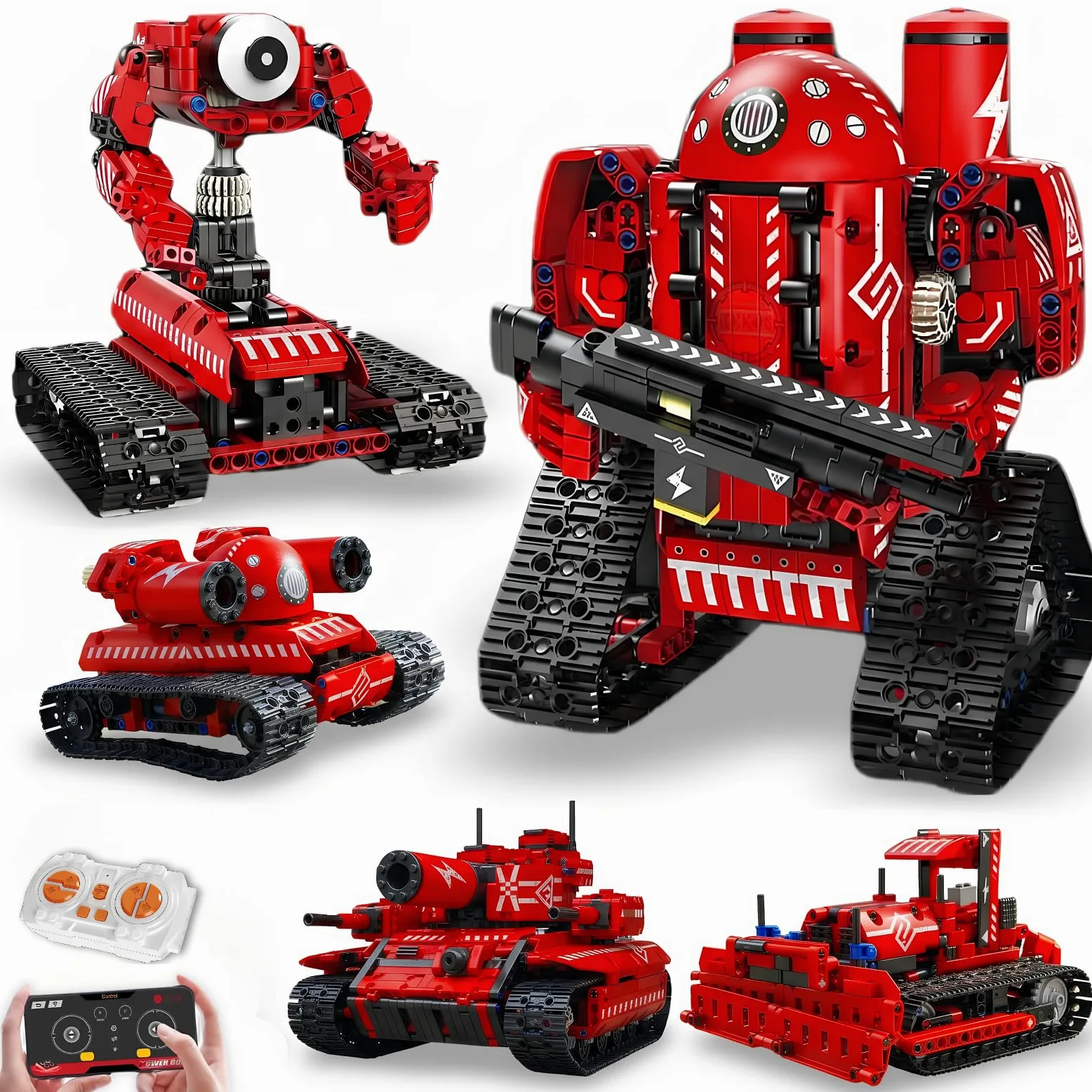 kit robot, 5-in-1 Modello Set Progetto Progetto Regalo | Kit robot: telecomando, coding tramite app, tracciamento percorso e mobilità cingolata; apprendimento, regali, progetti