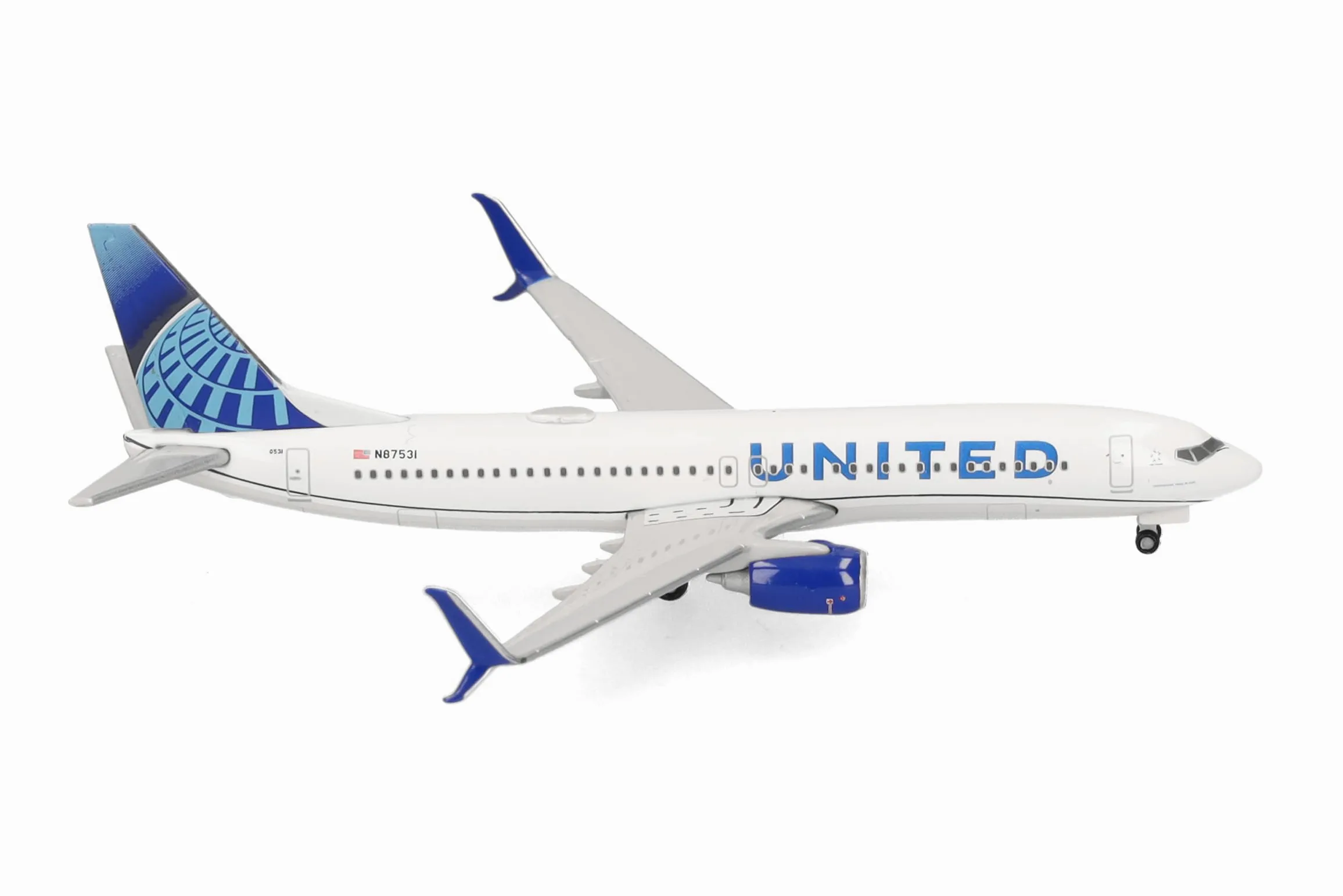 Herpa Modellino aereo United Airlines Boeing 737-800, miniatura scala 1:500, pezzo da collezione, modello senza supporto, metallo