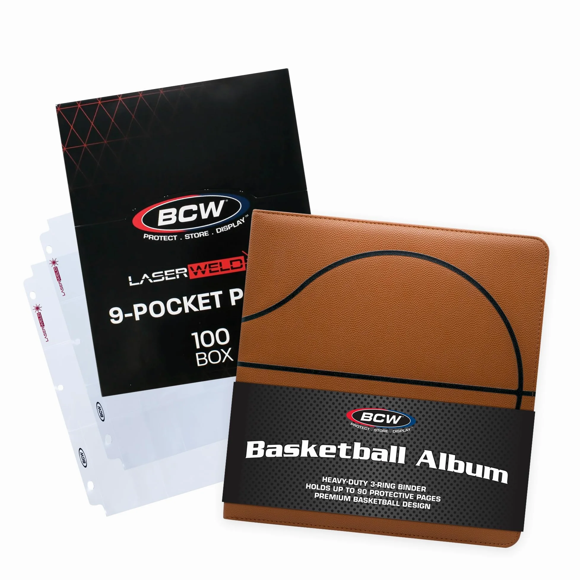 BCW Album da collezione sportivo da 7,6 cm, con 9 pagine tascabili LaserWeld, con 9 tasche, scatola da 100 pagine, raccoglitore di alta qualità con pagine ultra piatte e trasparenti, ideale per