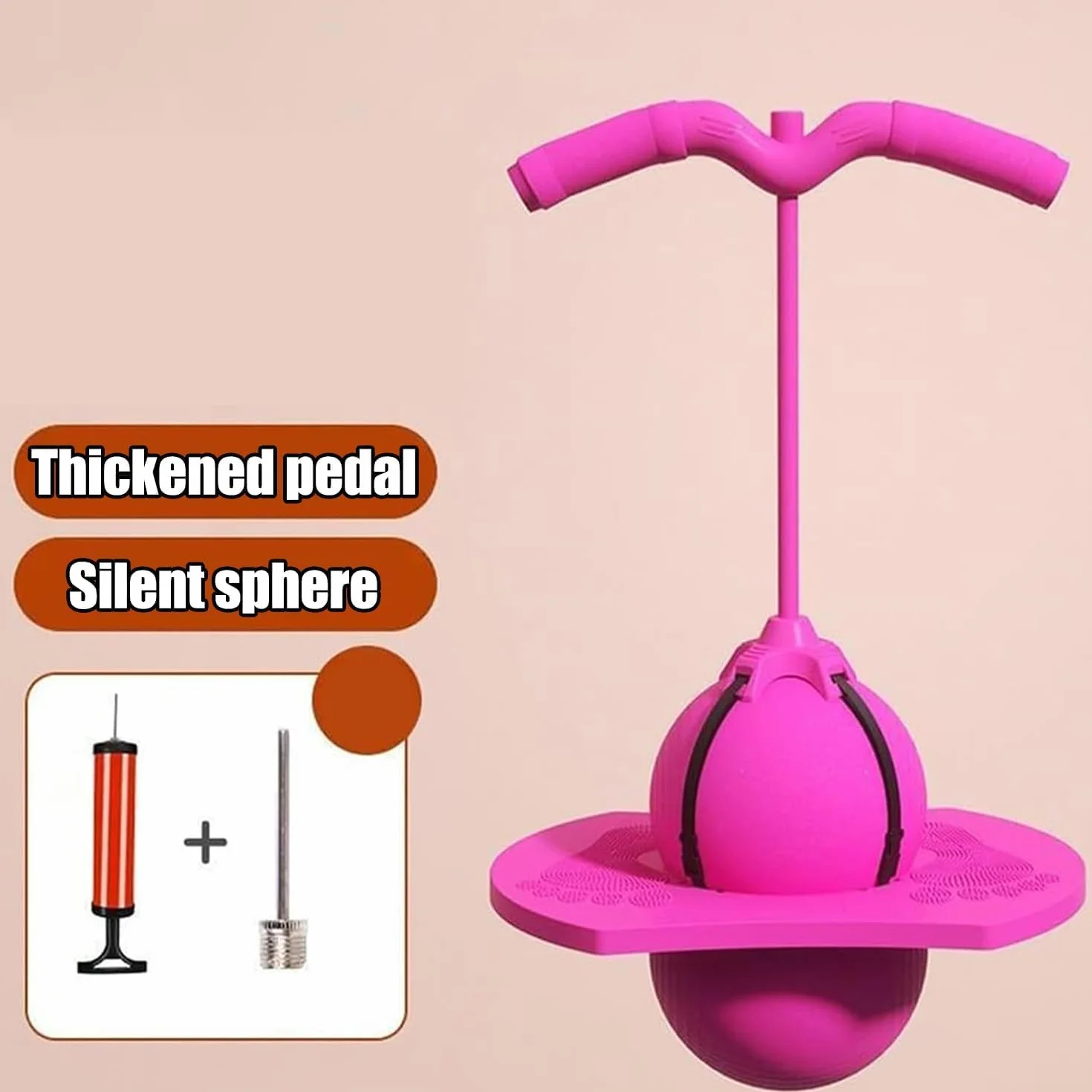Pallone Salterino Balance per Bambini, Pogo Ball con Maniglia, Base Antiscivolo, Giocattolo Sportivo per Interno & Esterno, Gioco e Fitness per Bambini e Adulti (Rosa)