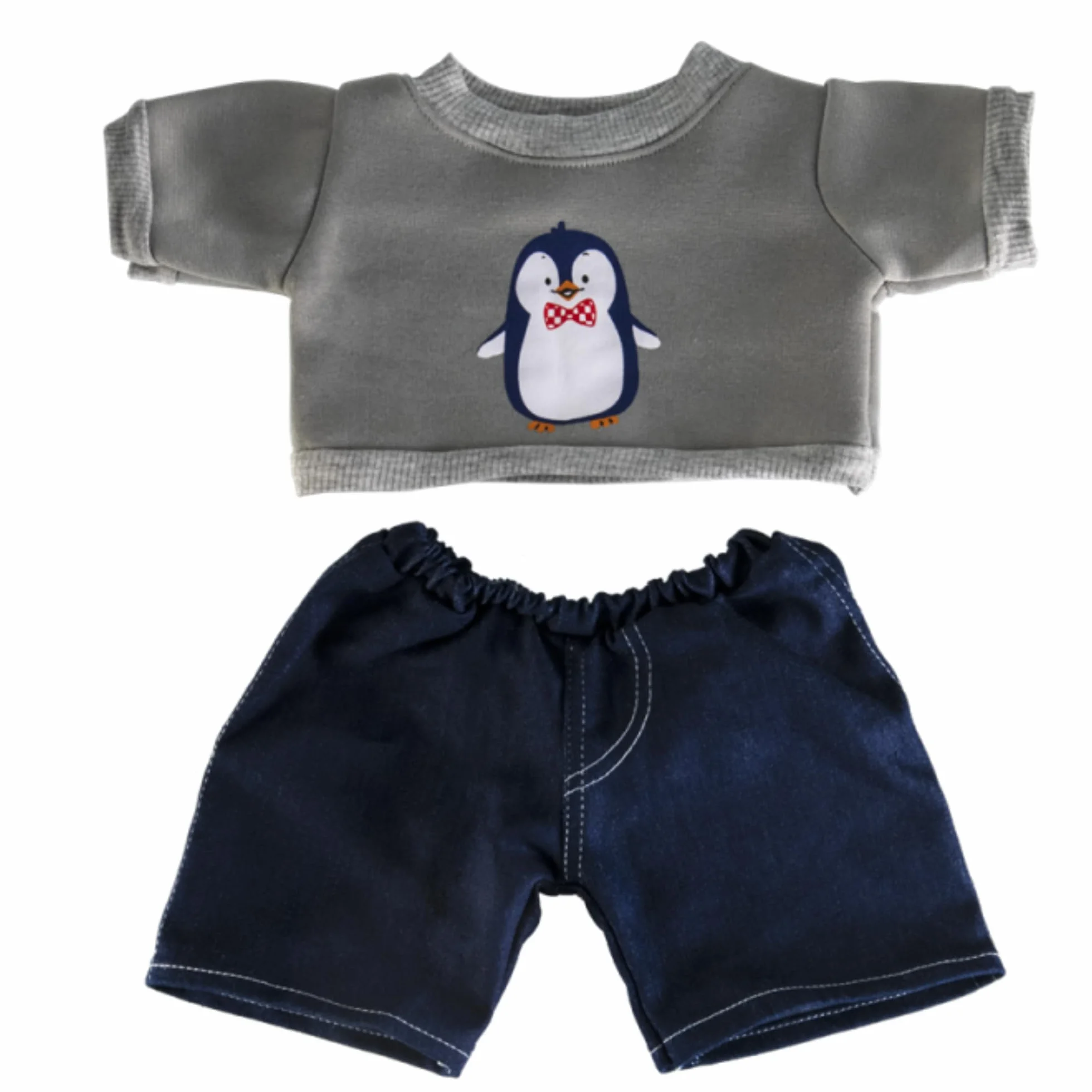 Completo con maglione e jeans a forma di pinguino, taglia 40 cm, per costruire un orso