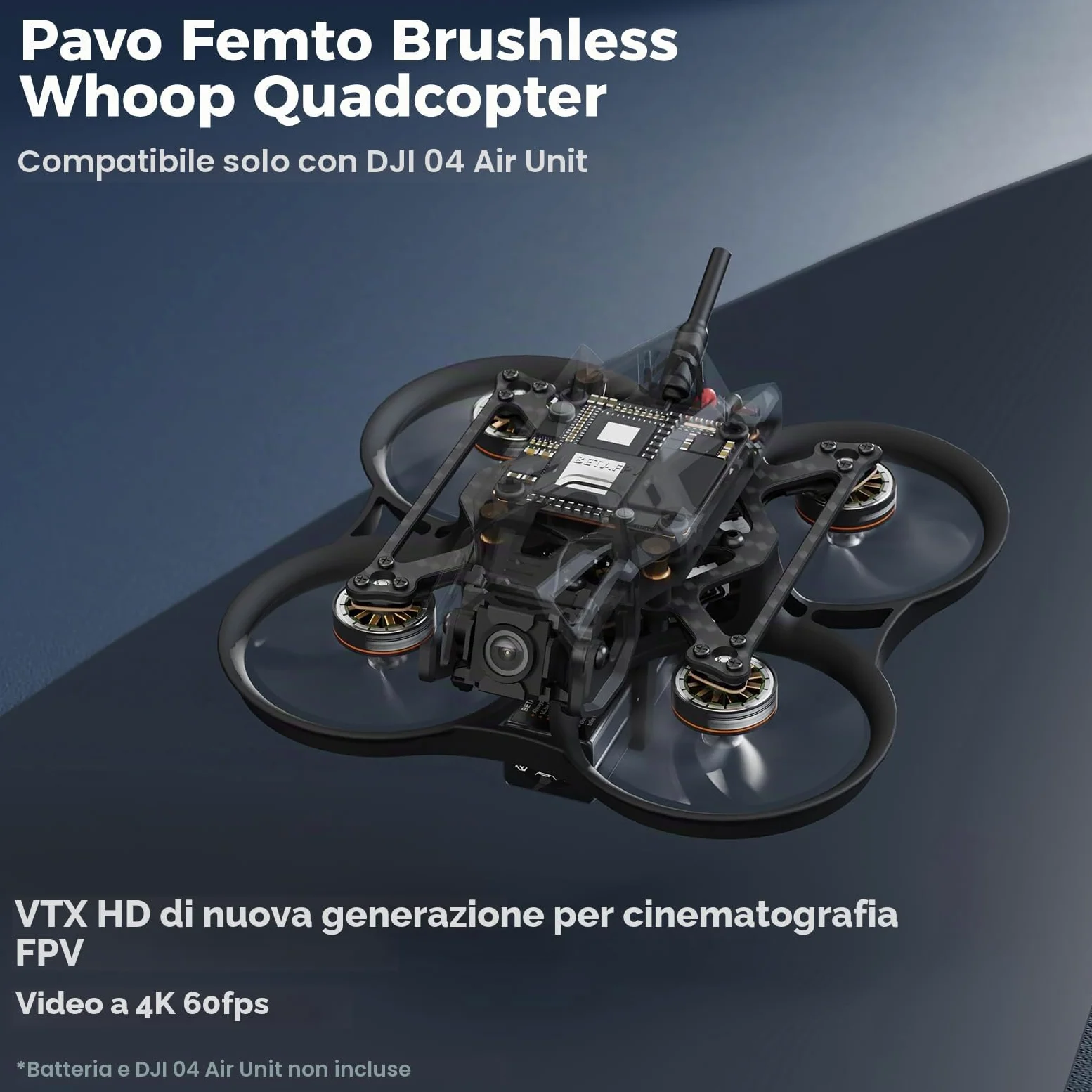 BETAFPV Pavo Femto Brushless 2S Pocket Drone with HD VTX Bracket for O4 | Compatible with F4 2-3S 20A FC, LAVA 1102|14000KV Motor, for Flying Smooth Aerial Photography Freestyle Flight