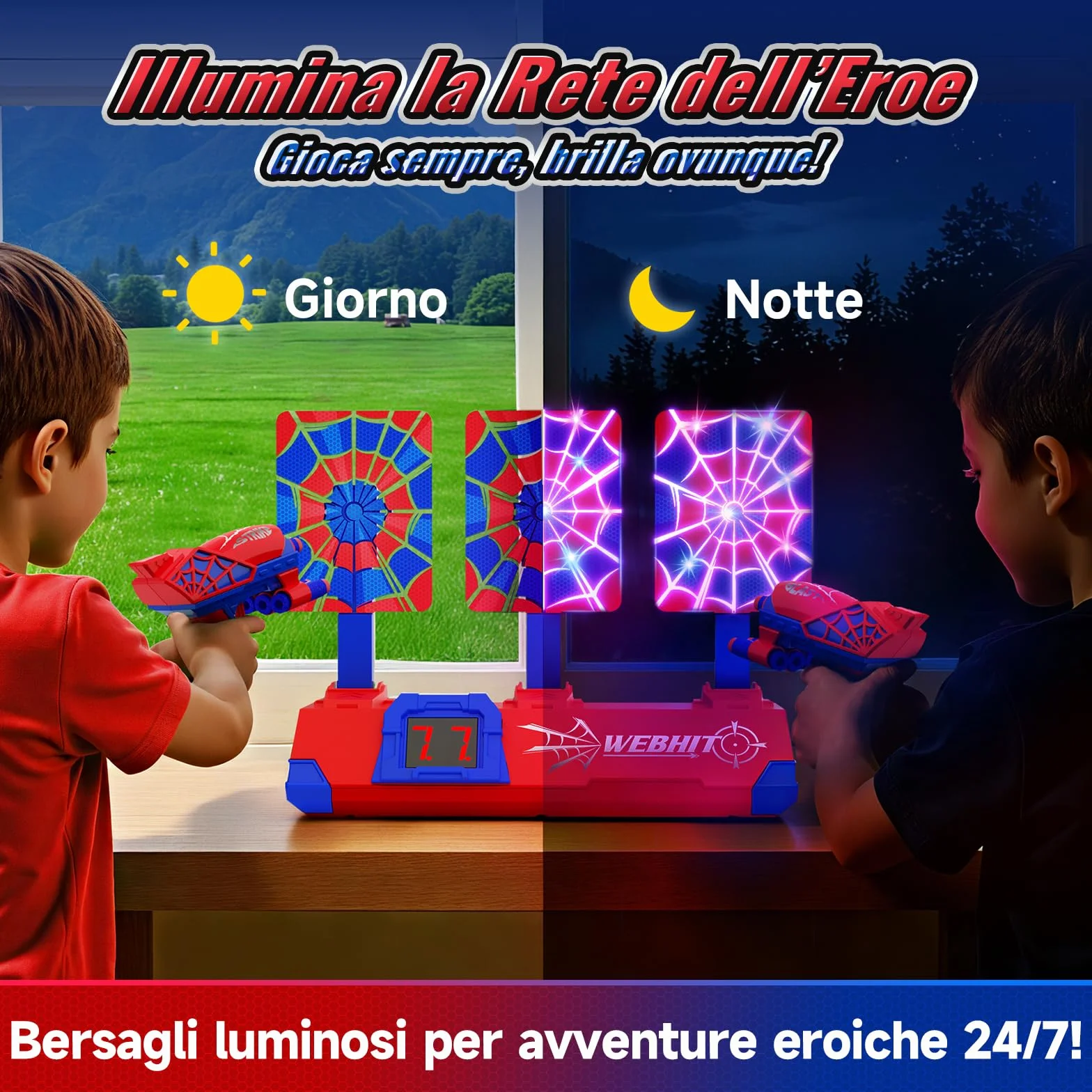 Tiro al Bersaglio Elettrico Digitale con Pistola Giocattolo per Bambini 3-12 Anni