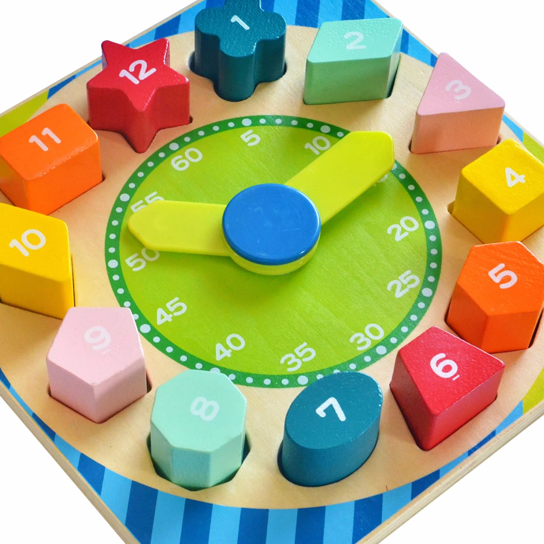 Orologio di Legno forma Smistatore di forme Puzzle giocattolo che insegna il tempo, il numero e le forme - Regali di Compleanno Educativi Montessori 18M+per Bambini