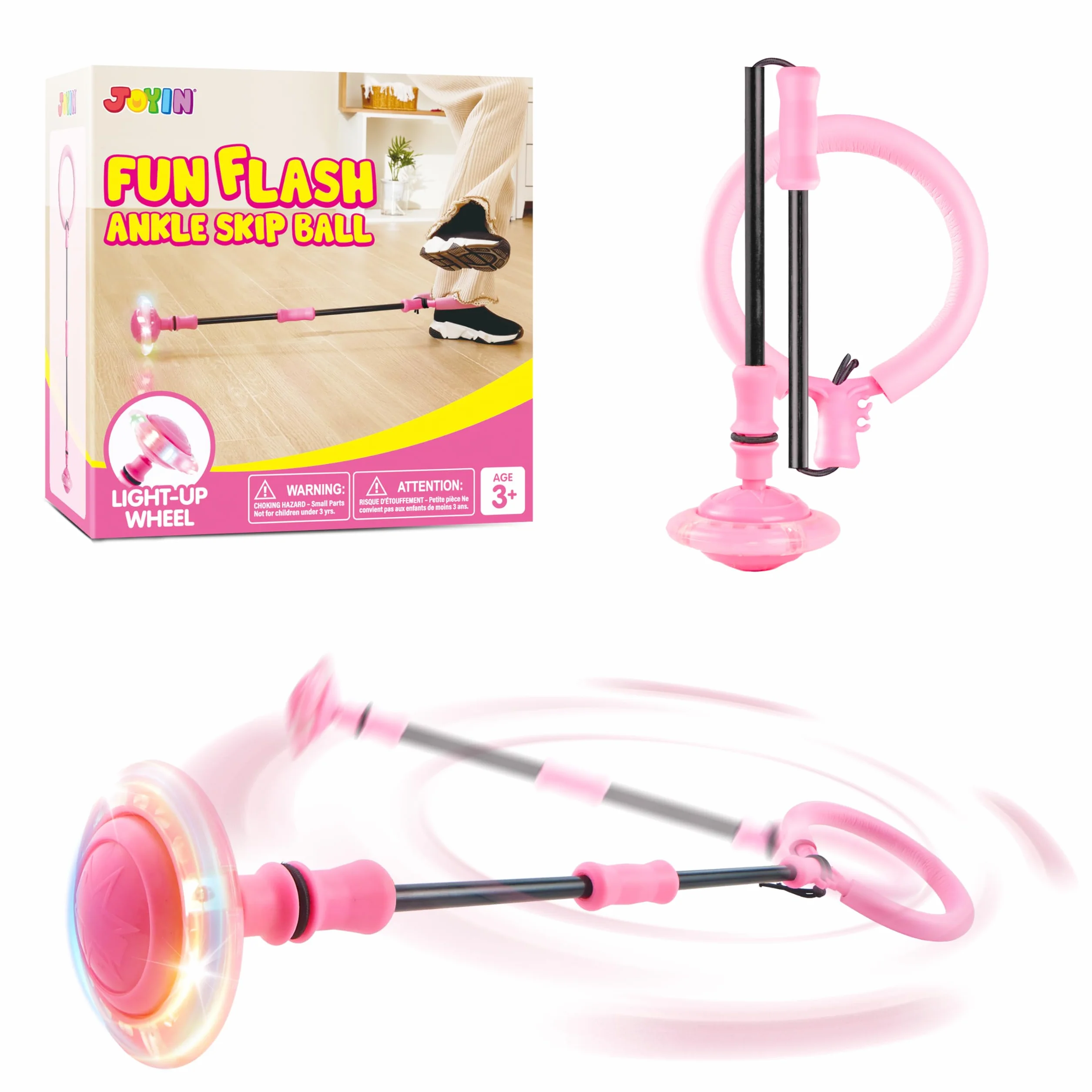 JOYIN Kinder Blinkender Springring Fußkreisel, Swing Wheel mit Lichtrad, Springender Ball Blinkender, Faltbarer Flash Jumping Ball, Blinkender Sprungball