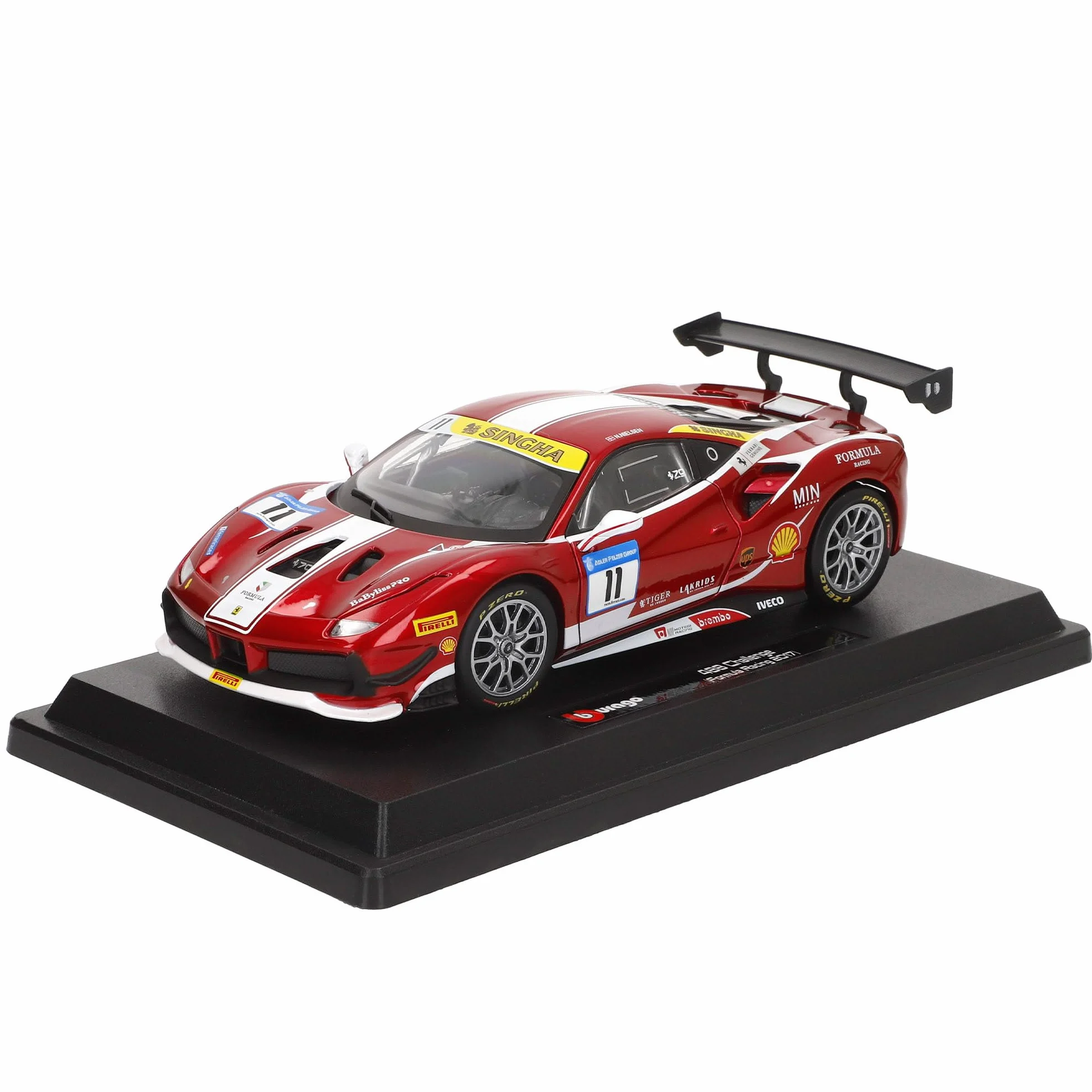 BBURAGO - Ferrari 488 Challenge 2017 Formula Racing - Modellino Realistico Auto in Scala 1:24, Licenza Ufficiale Ferrari, Età Consigliata 3+ Anni
