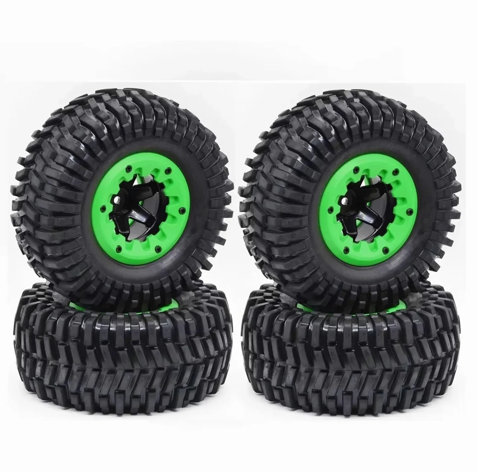 RC Car Pneumatico Ruota Compatibile con Huanqi 727 per Remo 1:10 RC per Modellini di Auto Parti di Pneumatici per Camion A Breve Distanza Veicolo Fuoristrada Pneumatici per Buggy Ruote(B-Green)