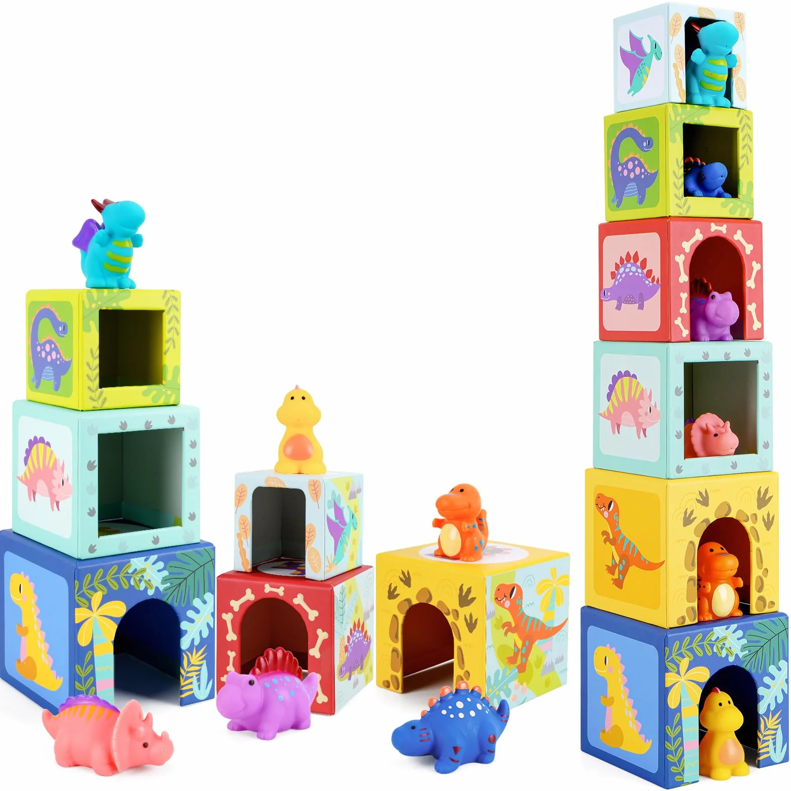 KMTJT Dinosauri Costruzion per Bambini 1 Anno, Giochi Montessori Bambini 1 2 3 Anni, Regalo Natale Bimba, Giocattoli Bambina Bambino Giochi Educativi Sensoriali per Neonati