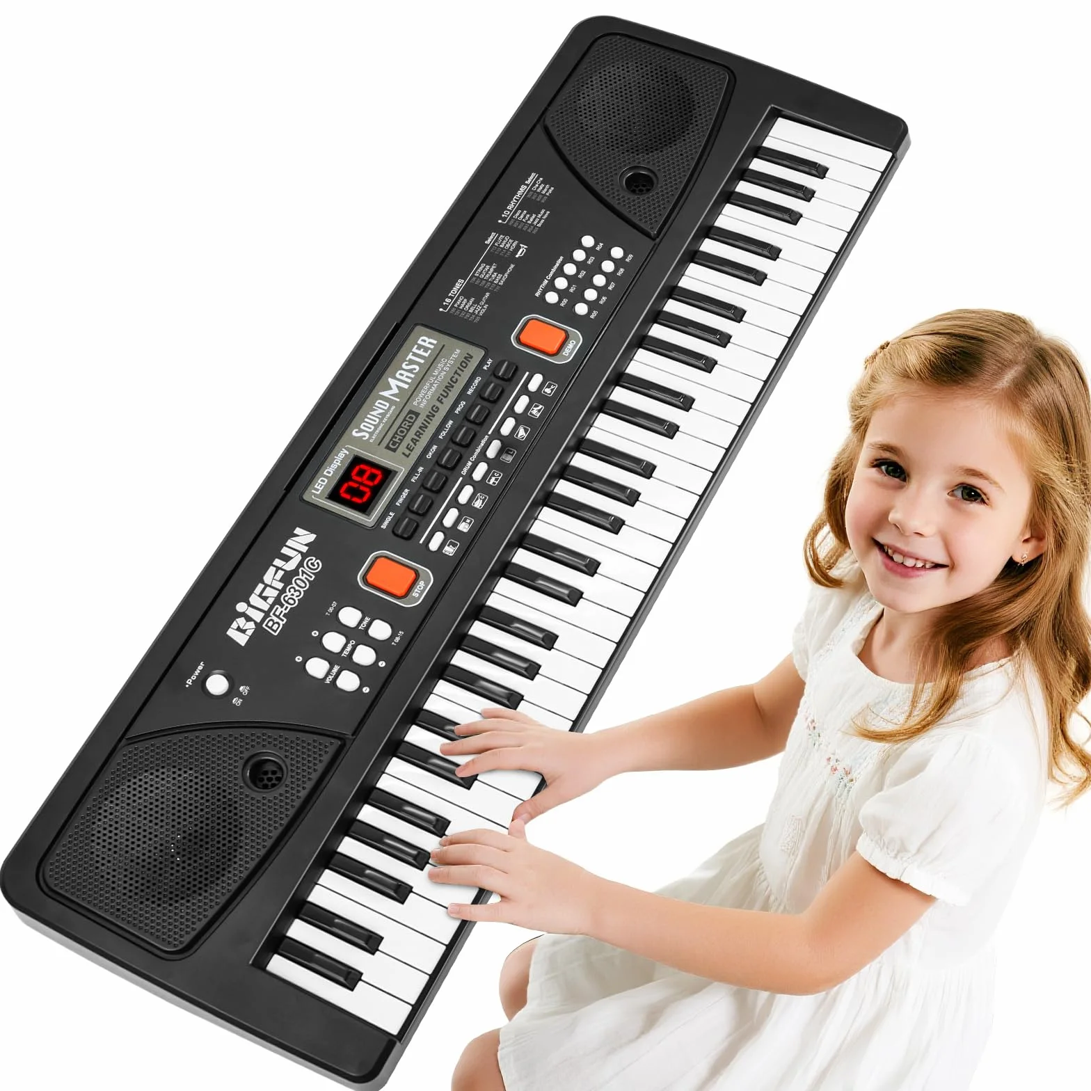 Tastiera Pianoforte per Bambini - 61 Tasti Portatile Giocattolo Pianola Tastiera Musicale Elettrica Piano con Microfono, Regalo 3 4 5 6 7 8 9 Anni, Nero