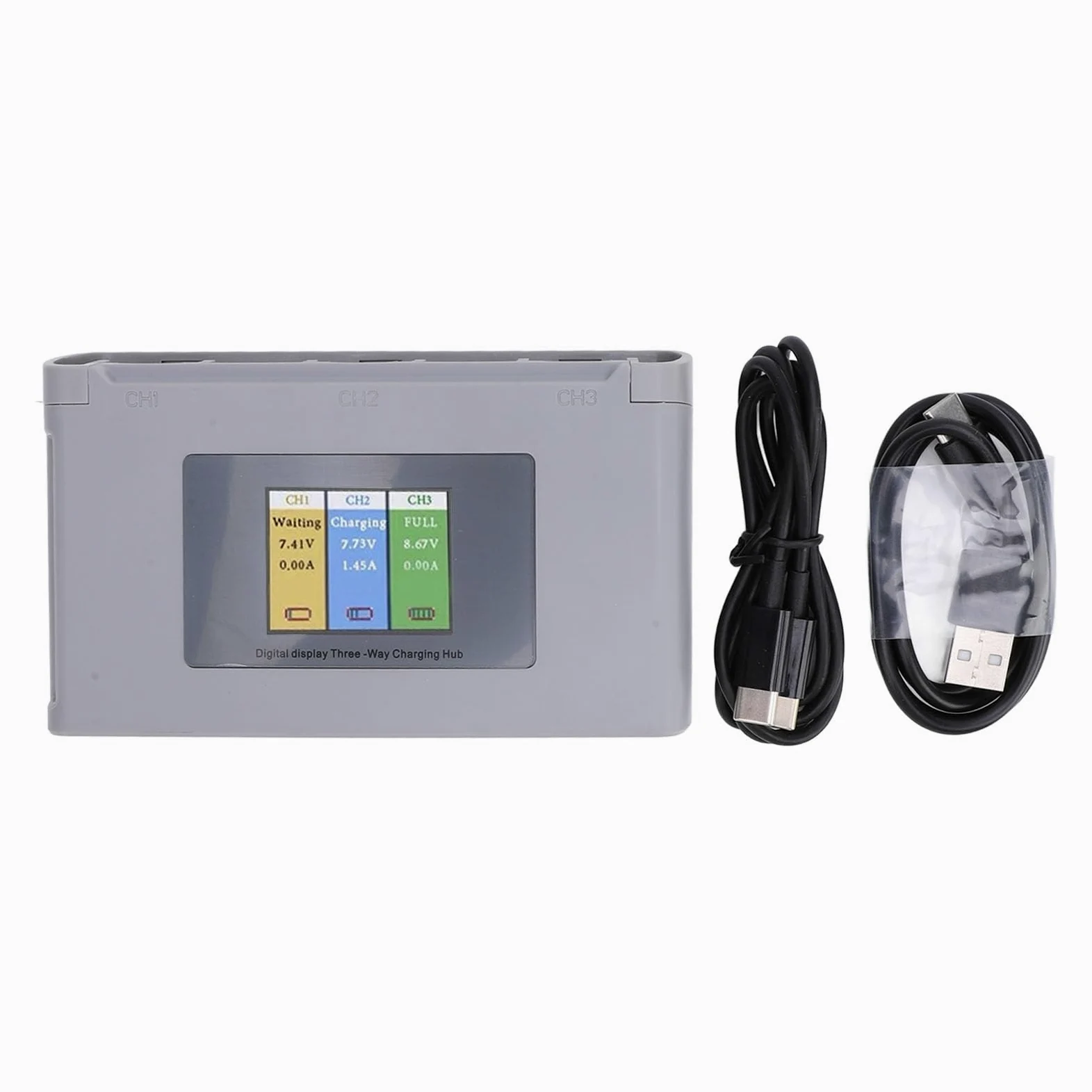 Generic Hub di Ricarica per Batterie per Droni Caricabatterie Multiplo Portatile con Display Digitale per Uso Esterno Materiale ABS Leggero