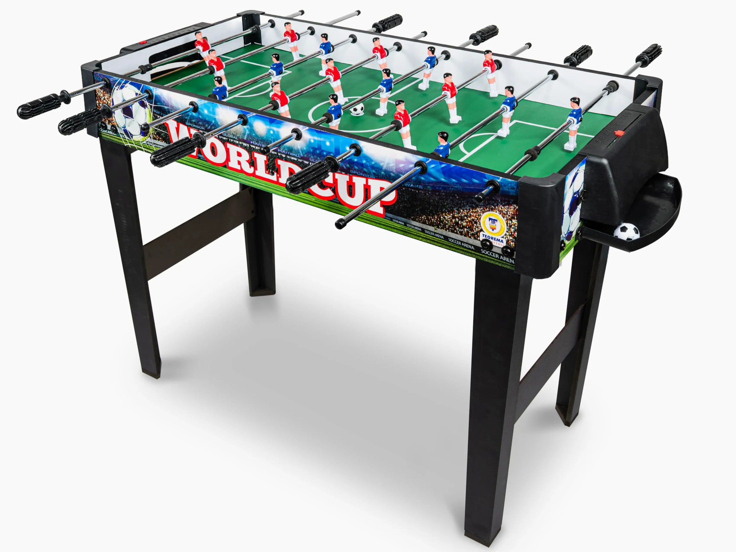 Teorema Giocattoli, calcio balilla edizione worldcup, biliardino da casa con 2 palline e segnapunti, tavolo calciobalilla per adulti e bambini, altezza 62 cm