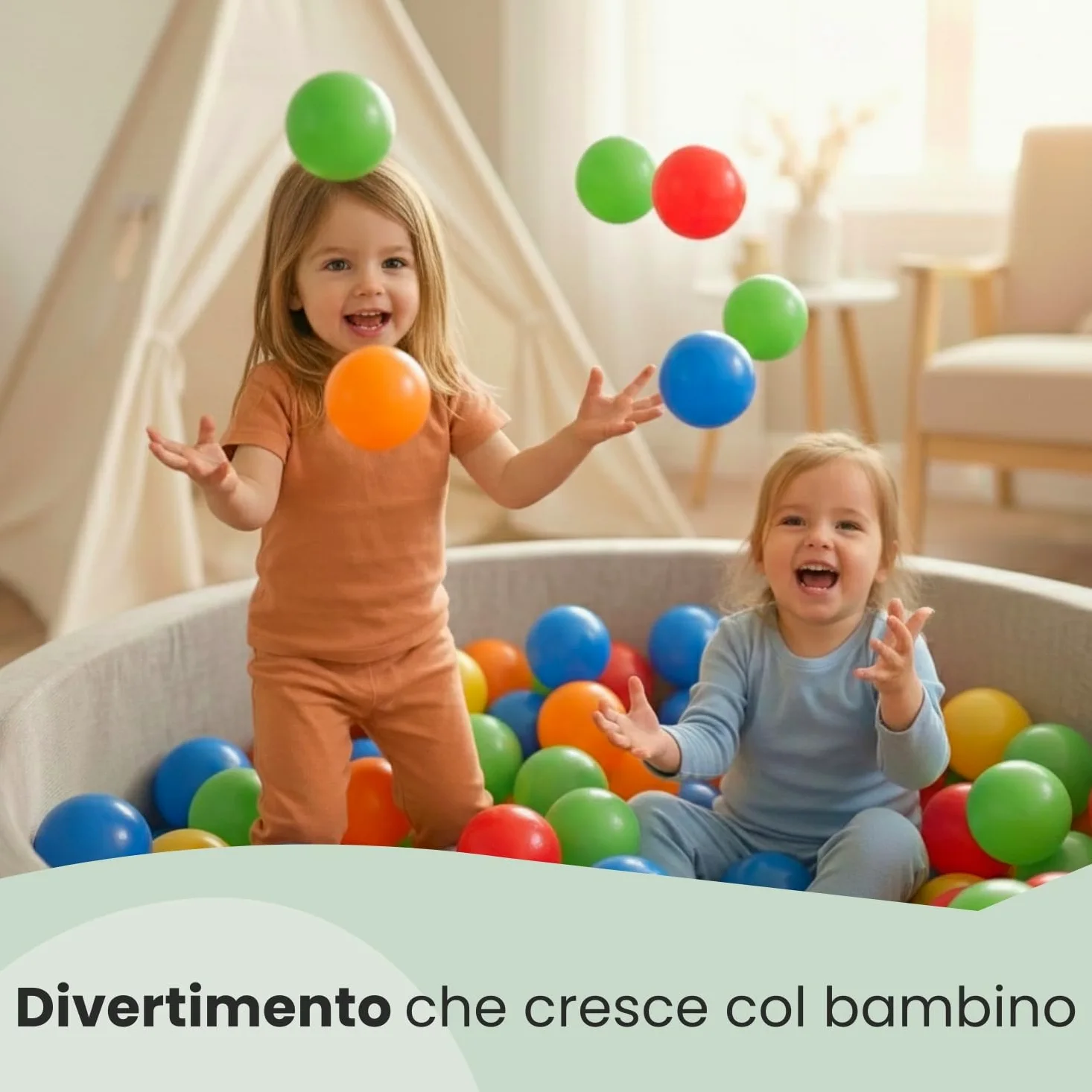 LittleTom Dalla Nascita: 300 Palline Piscina Bambini - 7cm Sfere Plastica Colorate Sicure senza BPA - Gioco Educativo Neonato - Accessori Tenda Box Casa Giardino Interno Esterno Prima Infanzia