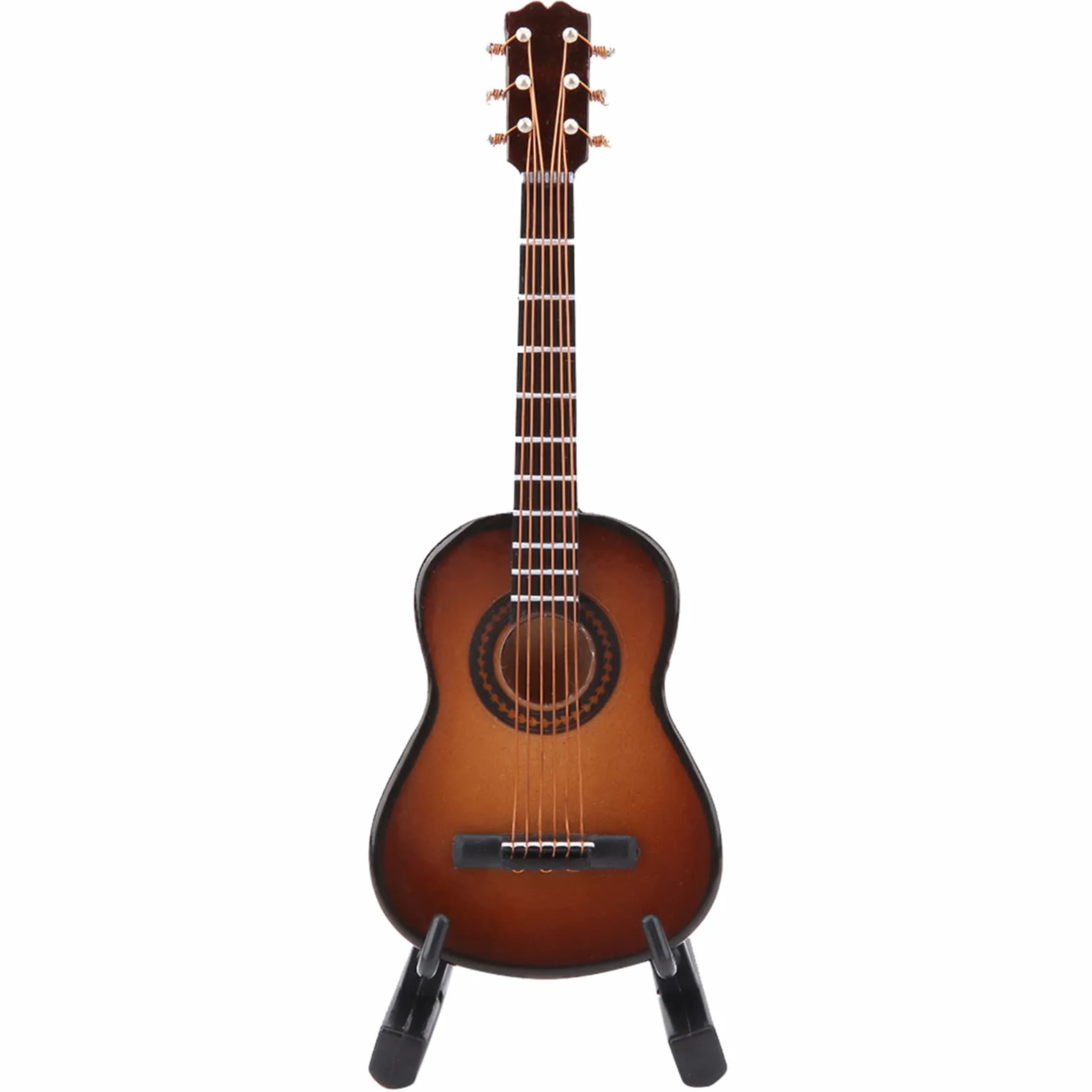 Chitarra decorativa in legno miniatura artigianale marrone 10cm