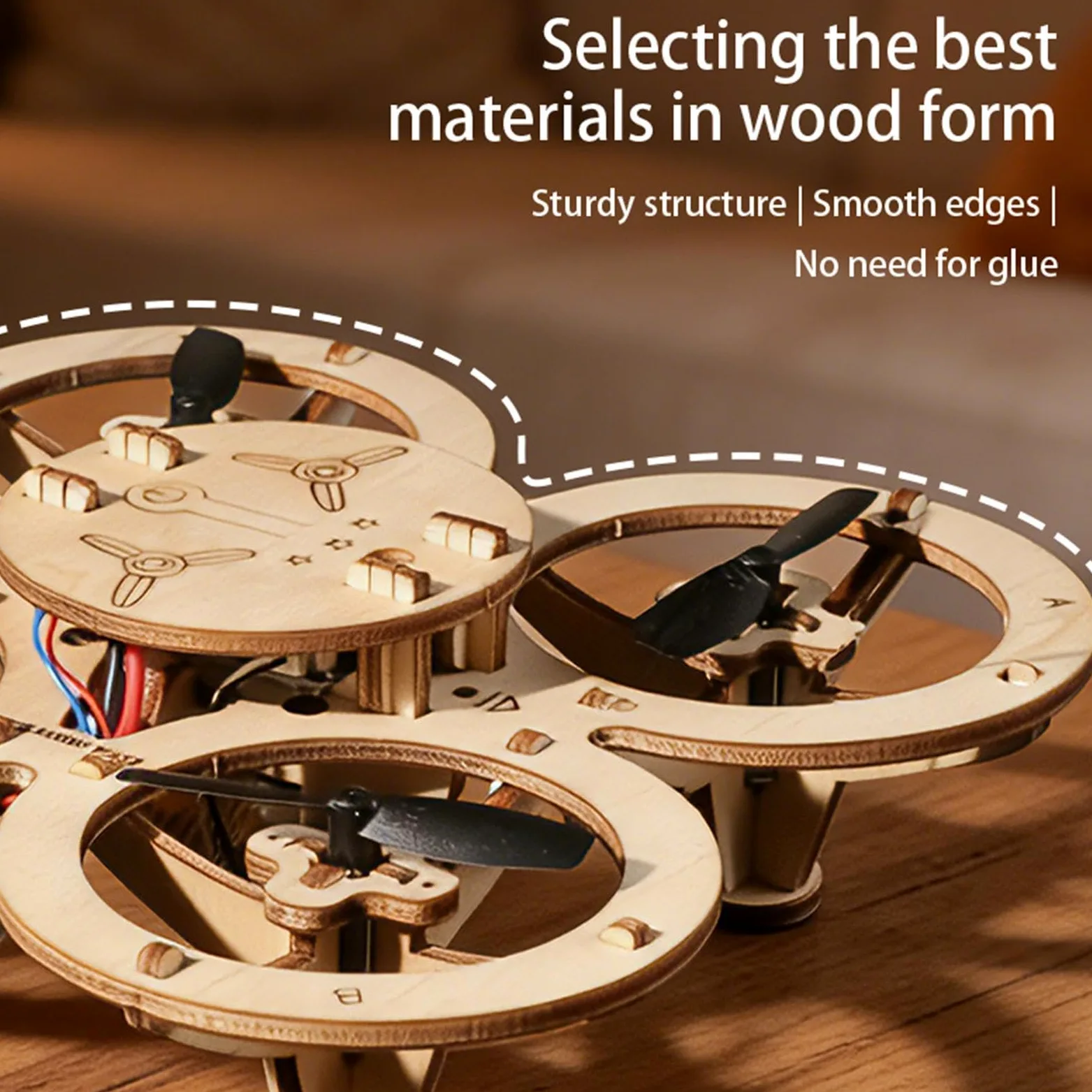 Kit Di Montaggio Drone In Legno Giocattolo Volante Telecomandato Educativo | Kit Di Montaggio Per Drone In Legno Per Bambini Compleanno Hobby Attività Casa Interno Festa Vacanza Casa