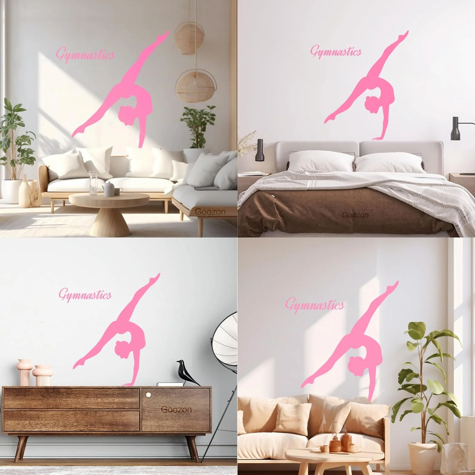 Decalcomanie per incisioni raffinate Ginnastica ritmica Sport Figura Ragazza Ginnastica 68x75.8cm Diverse opzioni di dimensioni Rosa