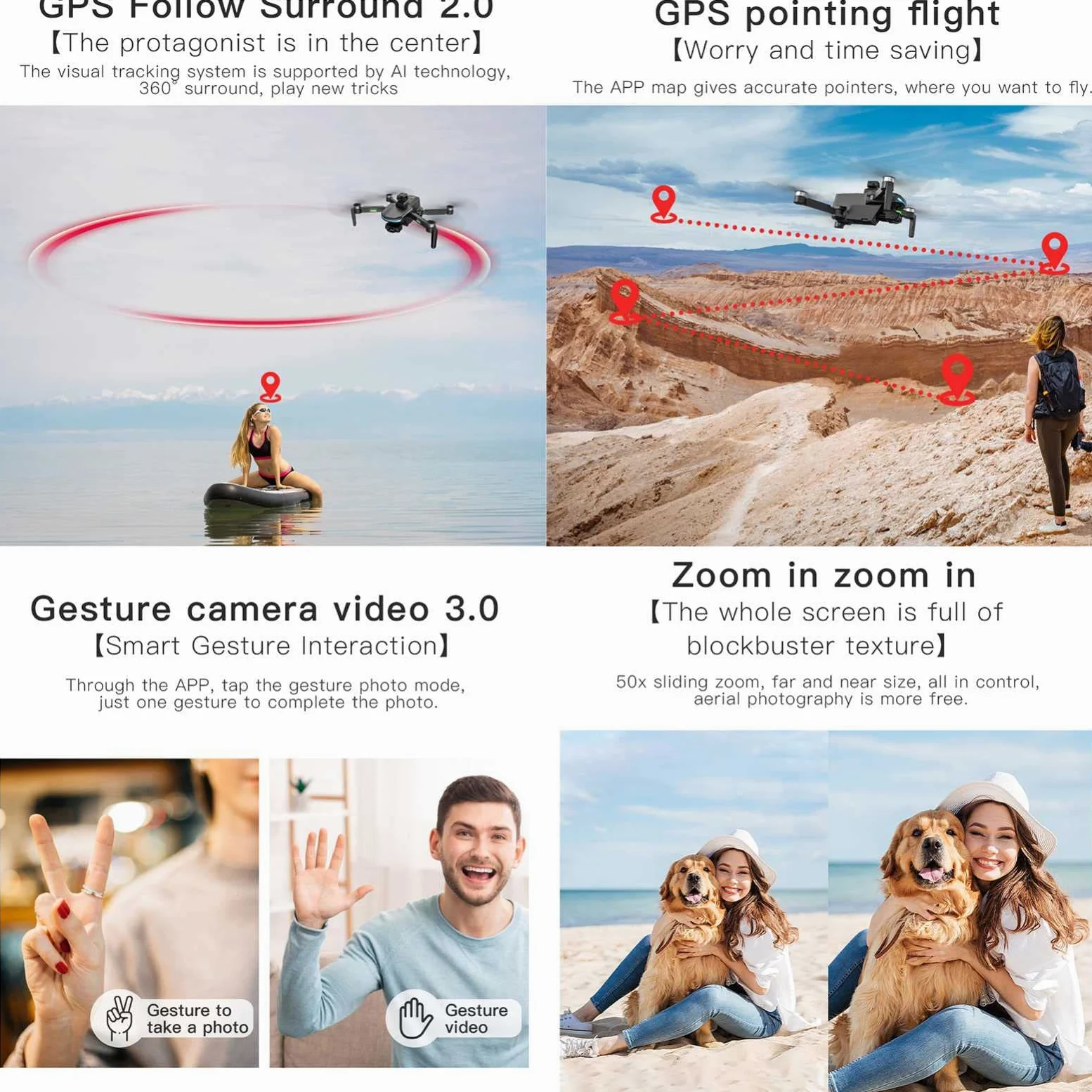 Drone con telecamere con Fotocamera per Adulti 4K, Fotocamera con Gimbal a 3 Assi Drone con Fotocamera, prevenzione degli Ostacoli, quadricottero Senza spazzole con Trasmissione 5G