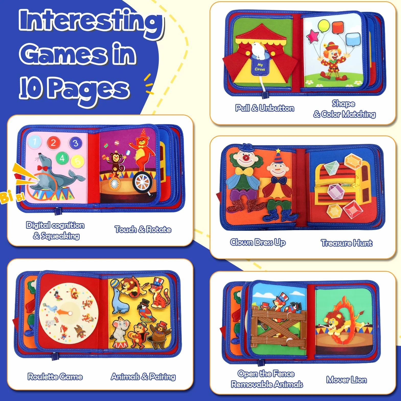 Busy Book Montessori Giocattolo 1 anno in su, Quiet Book Baby, Busy Board interattivo, Libro in feltro Educazione precoce viaggi Giocattolo Auto e aereo,sviluppo motorio Regalo compleanno Natale