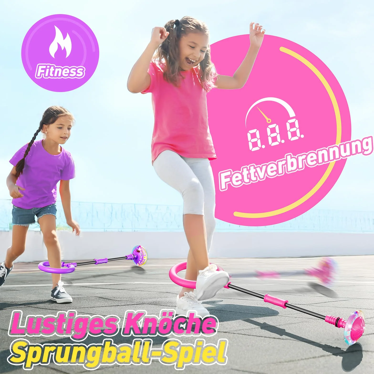 Hot Bee Bambini Anello Saltellante Luminoso con Contatore, Timer, Contatore di Calorie, Giocattolo Regalo per Ragazze 6 7 8 9 10 11 Anni, Ruota Oscillante Ricaricabile, Natale, Compleanno Rosa
