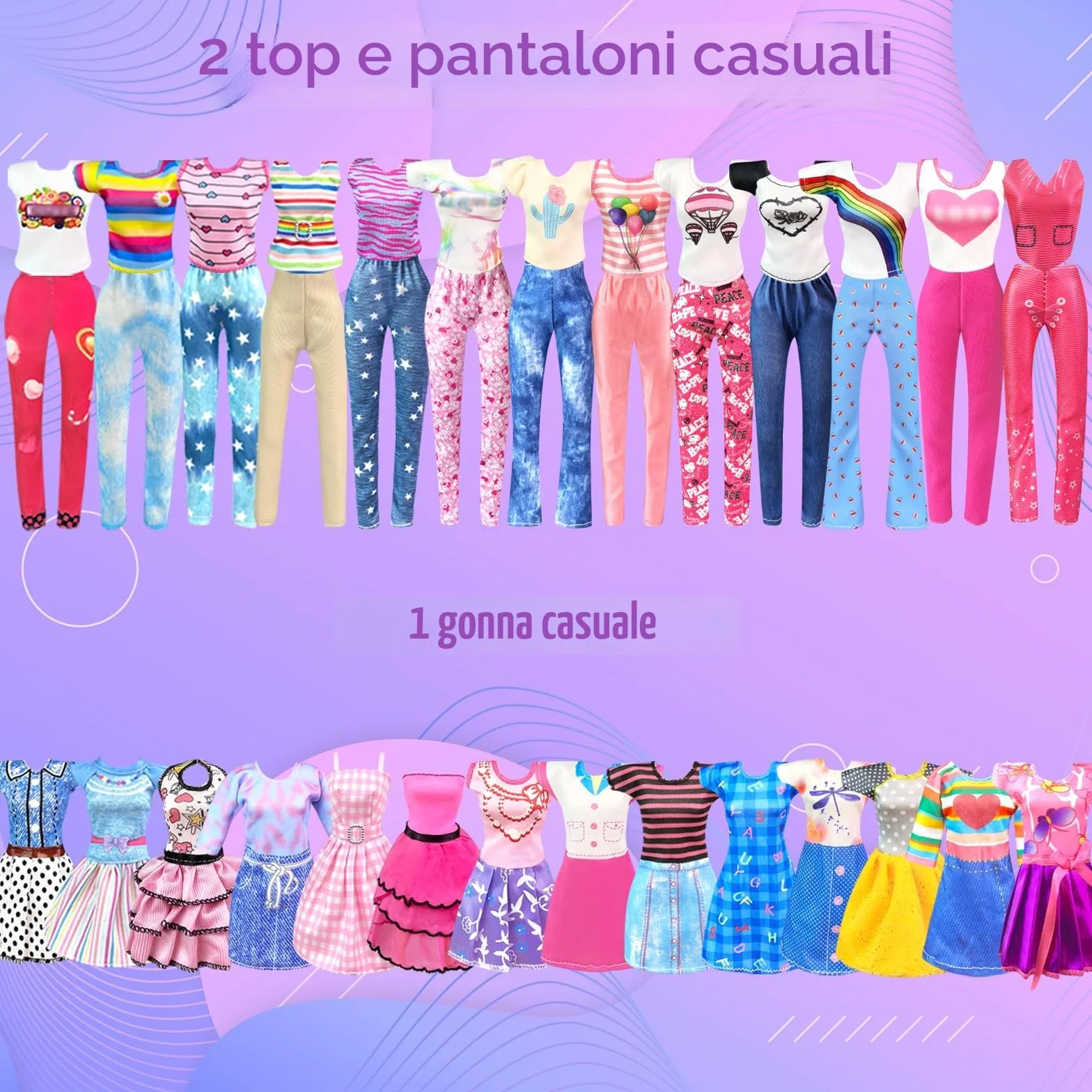 65 Vestiti e accessori per Bambole con Armadio per Bambole da 11,5 pollici - Set di Bambola di Design Inclusi Abiti da Sposa e Vestiti di Moda Top e Pantaloni per Ragazze (include la bambola)
