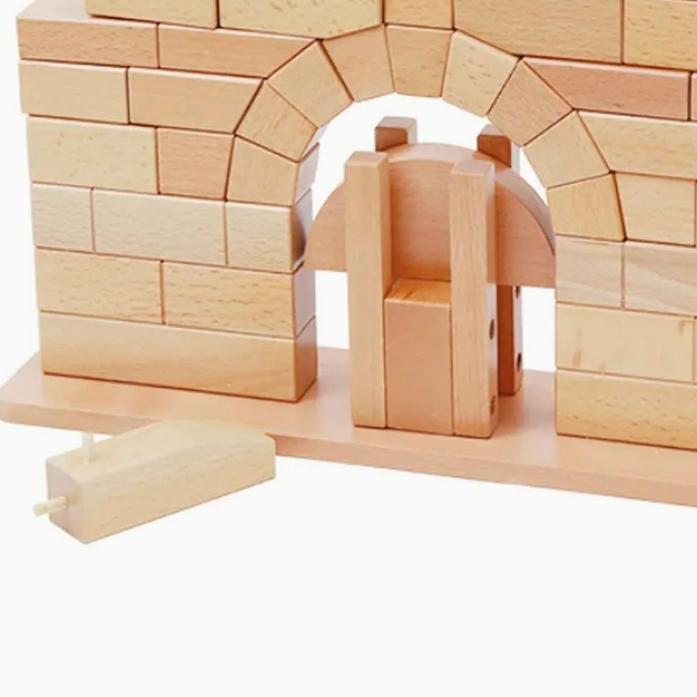 Set di Blocchi da Costruzione in Legno Montessori Arch | Giocattolo sensoriale STEM naturale in legno di faggio per la costruzione di ponti, manipolazione, equilibrio e gravità