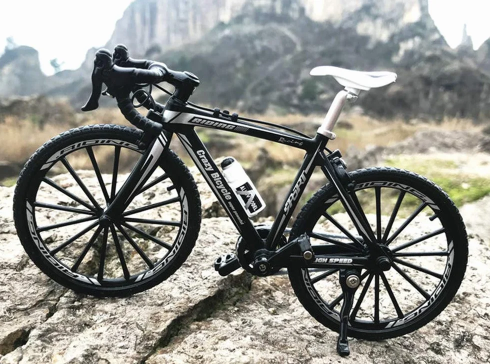 Bicycle Model Deco Bicycle Miniature 1: 8 (7.87 * 5.12 Inch) Collection Deco Die Cast Toy Mini Bend Bicycle Model Road Bike Mountain Bike