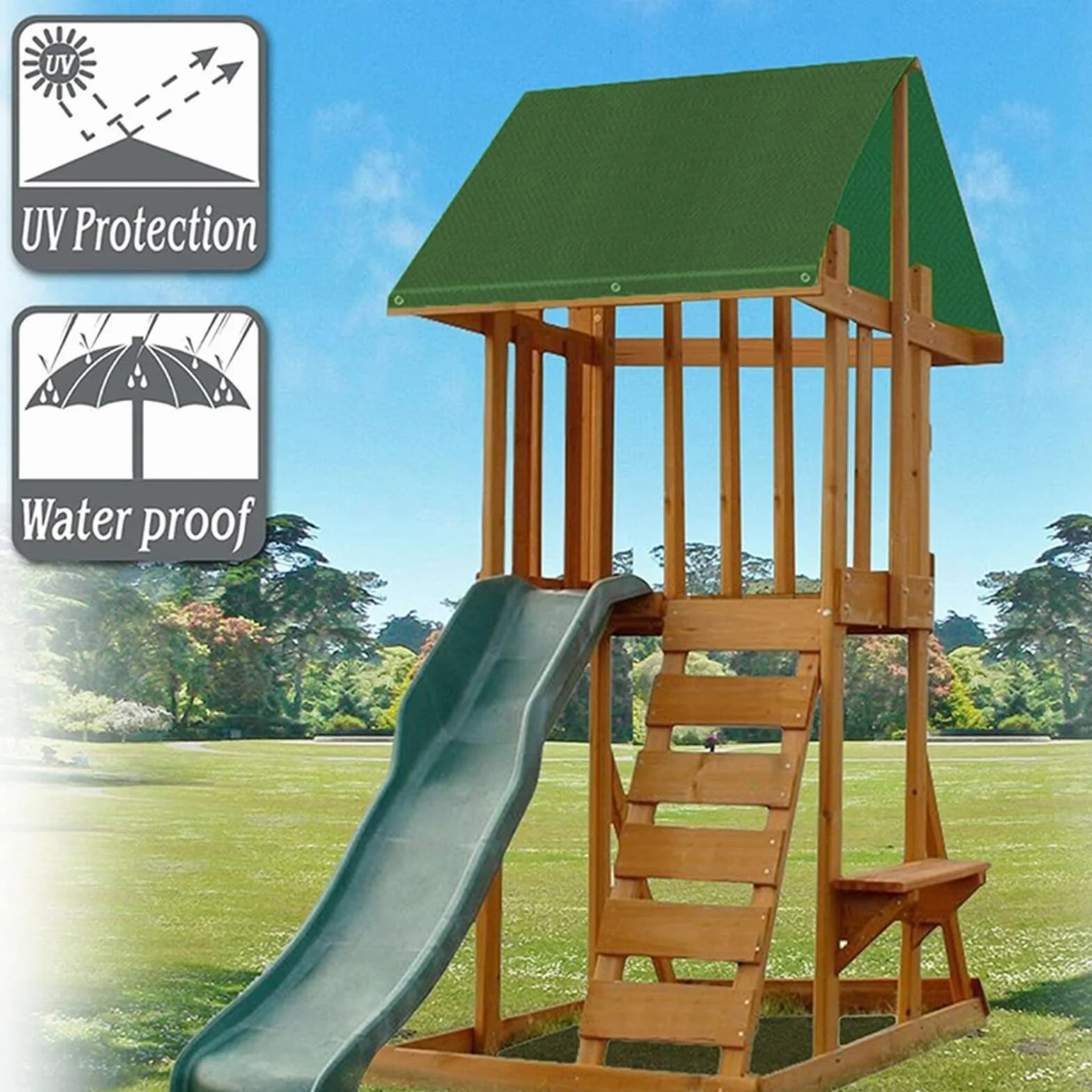 Copertura resistente agli strappi per parchi giochi con rivestimento argento 190D resistente alle intemperie ombra per bambini scivoli scalatori e giochi all'aperto baldacchino di ricambio