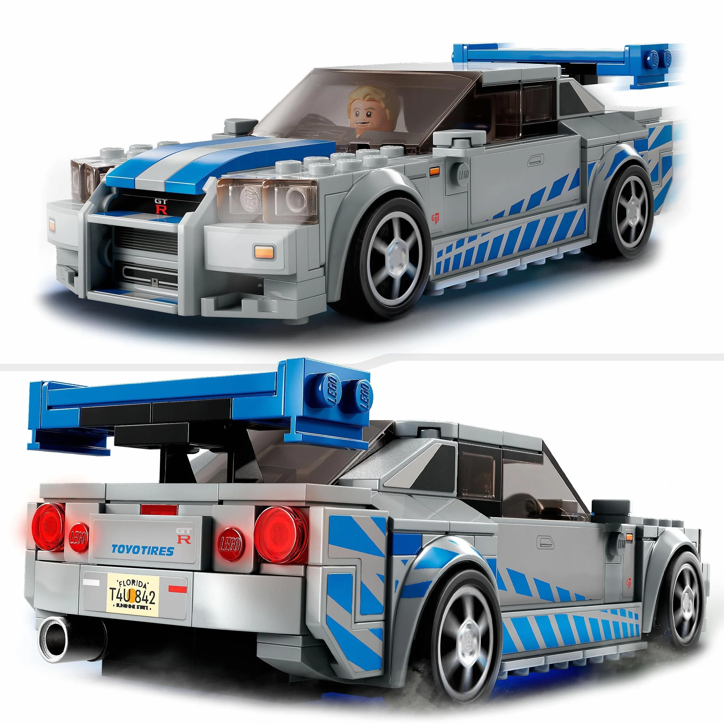 LEGO 76917 Speed Champions 2 Fast 2 Furious Nissan Skyline GT-R (R34) Macchina Giocattolo, Modellino Auto da Collezione 2023 con Minifigure, Giochi per Bambini