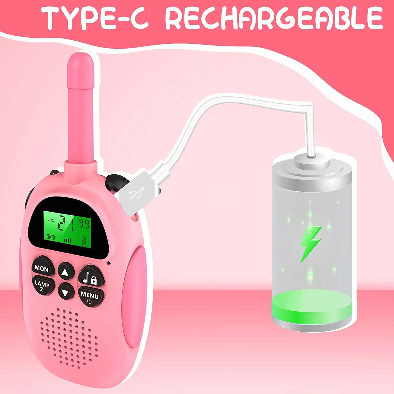 Uleway Walkie Talkie Ricaricabili Lunga Portata 16 Canali LCD Retroilluminato VOX Blocco Tastiera Torcia per Bambini 3-12 Anni