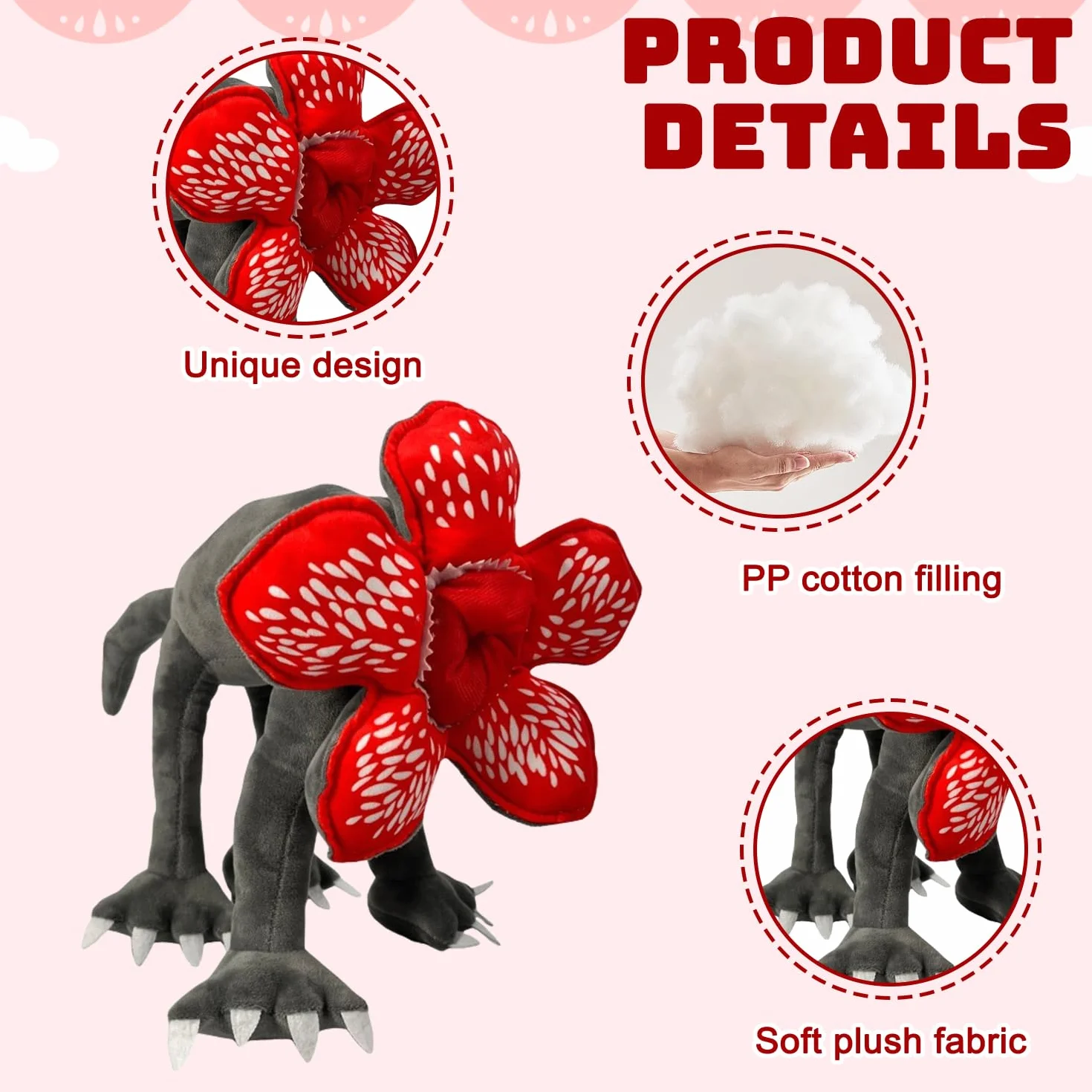 Peluche a forma di mostro sorridente, crawling peluche sorridente cuscino peluche bambola giocattolo regalo per fan bambini