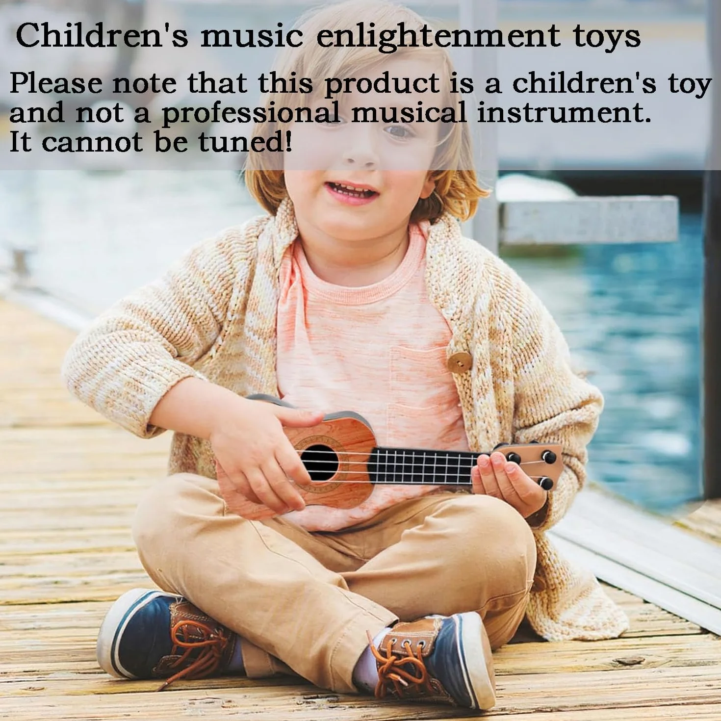 Chitarra per Bambini 38cm Giocattolo 4 Corde Regolabili Mini Ukulele Educativo Regalo