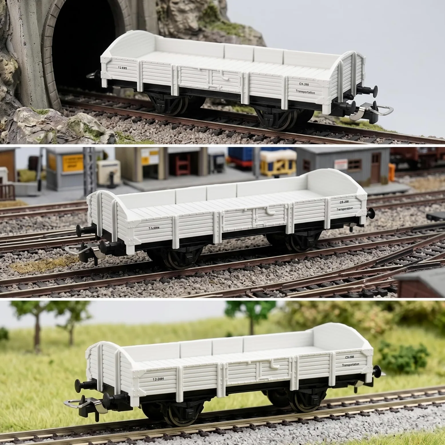 Carro Pianale HO Realistico Carro Piatto Basso Profilo Modellino Ferroviario per Modellisti, Collezionisti