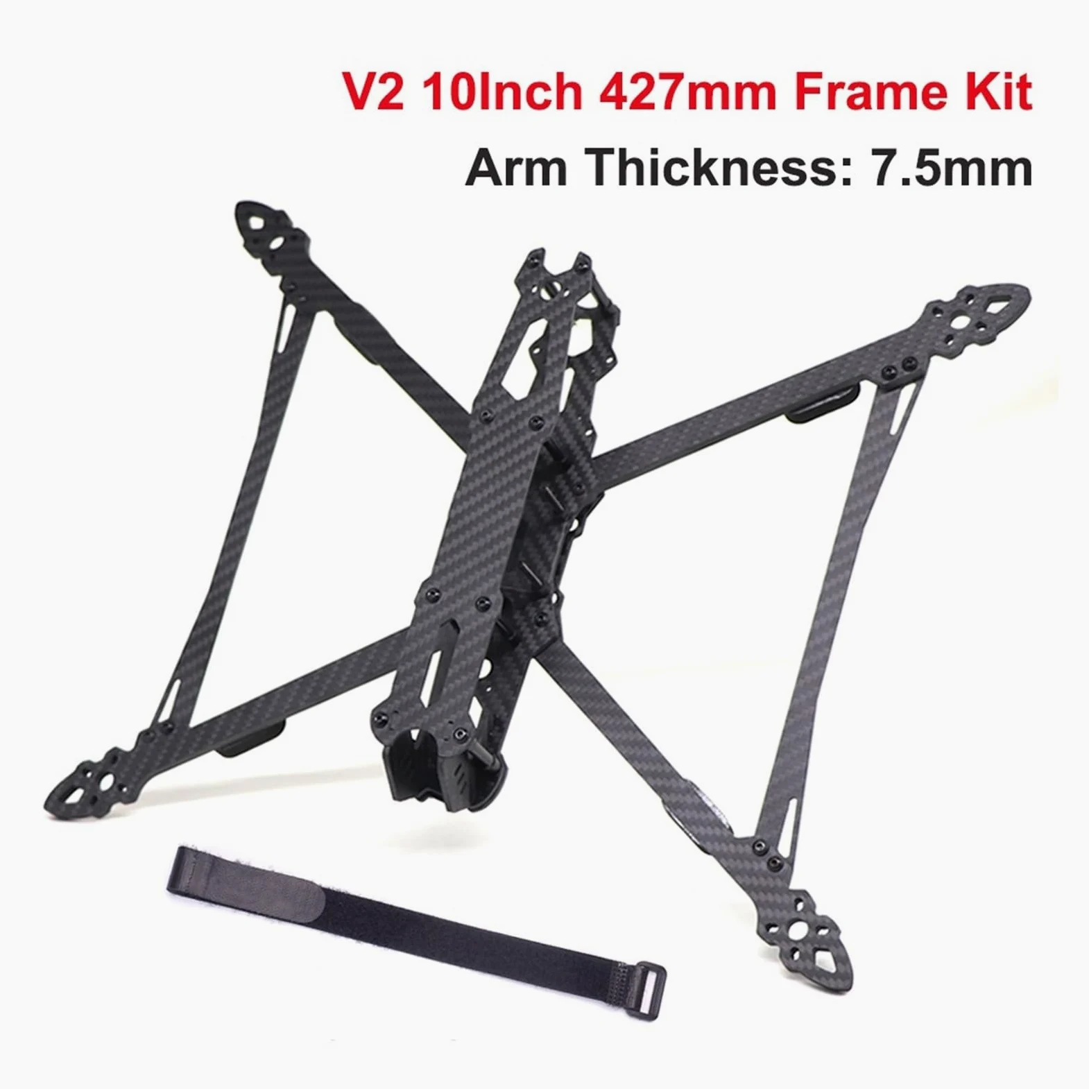 Kit telaio drone, Mark4 V2 fibra di carbonio 7/8/9/10 pollici | Telaio freestyle quadricottero tipo X, passo 295/367/387/427mm, interasse foro camera 19mm(Mark4 V2 10Inch427mm)