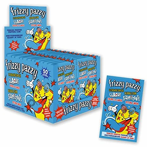 Casa Frizzy Pazzy Bubble Gum Cancellino Multicolore 50 Pezzi Gomme Scoppiettanti Rettangolare