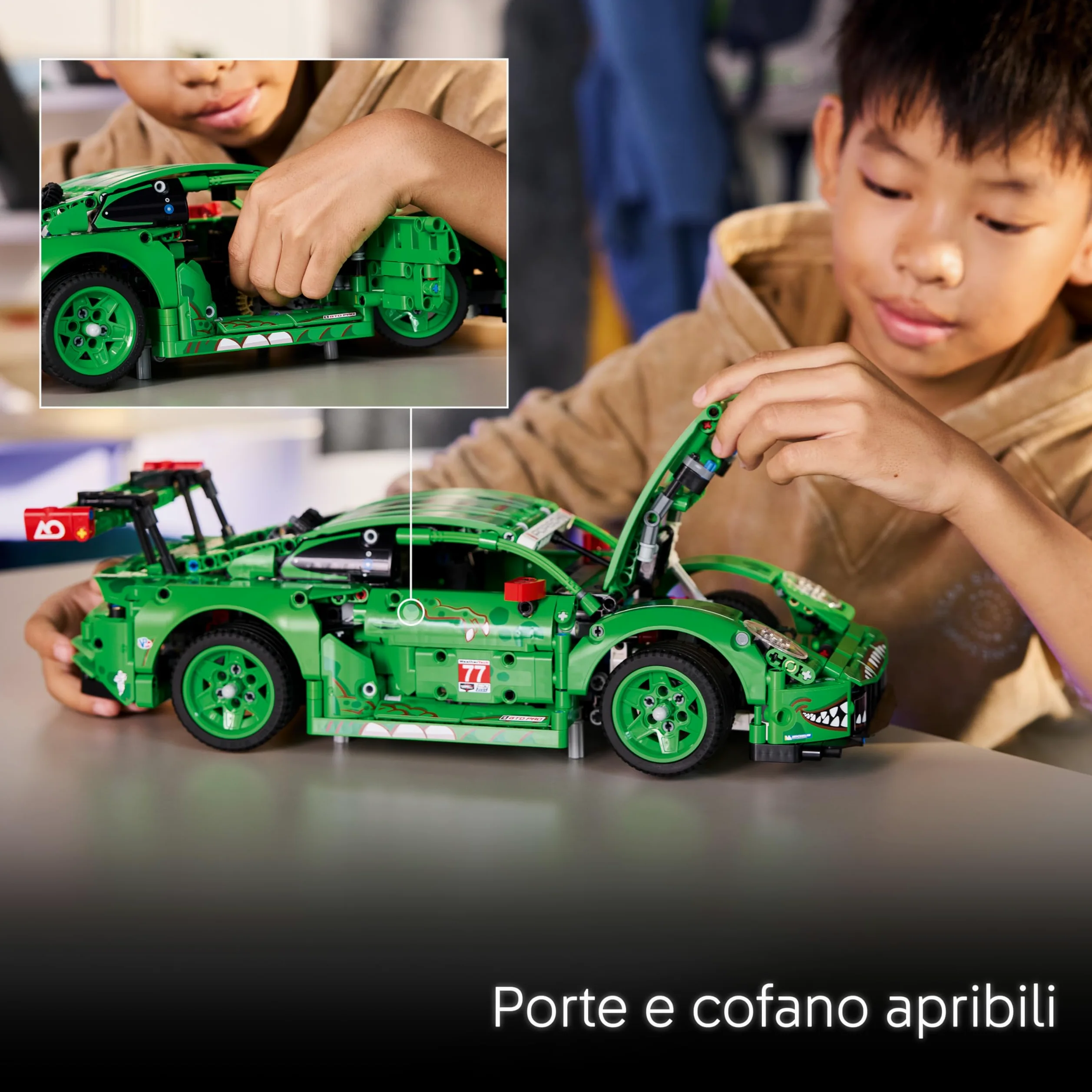 LEGO Technic Auto Porsche 911 GT3 R REXY AO Racing - Macchina Giocattolo - Kit di Modellismo con Motore a 6 Cilindri, Trazione Posteriore e Design da Dinosauro - Regalo per Bambini da 11 Anni - 42224