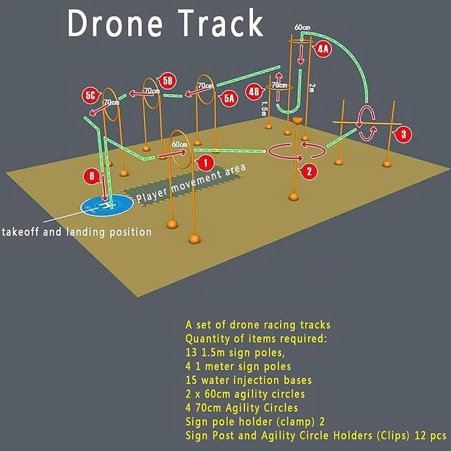 Percorso a ostacoli da corsa con droni, attrezzatura for esercitazioni su aeromodelli di droni, kit di droni da corsa facile da costruire e trasportare, adatto for giochi di droni, amanti di bambini