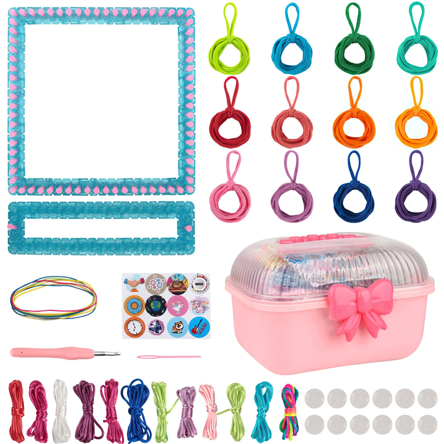 LetCart 288 Pezzi Kit Braccialetti Colorati per Bracciale Loom Bands Kit, Kit per Fare Braccialetti di Gomma per Ragazzi e Ragazze, Regalo di Tessitura, Set Creativo Fai-da-Te per Ragazze