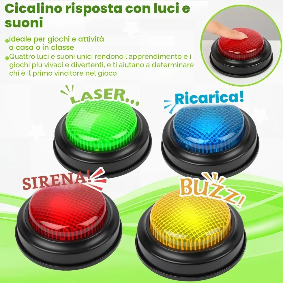 4PCS Quiz Buttons, Buzzer Game Show Buttons, Rispondi Al Cicalino Con Luce E Suono Di Allarme, Pulsanti Colorati, Giochi Per Bambini, Materiale Didattico, Giochi Quiz, Gioco Di Famiglia