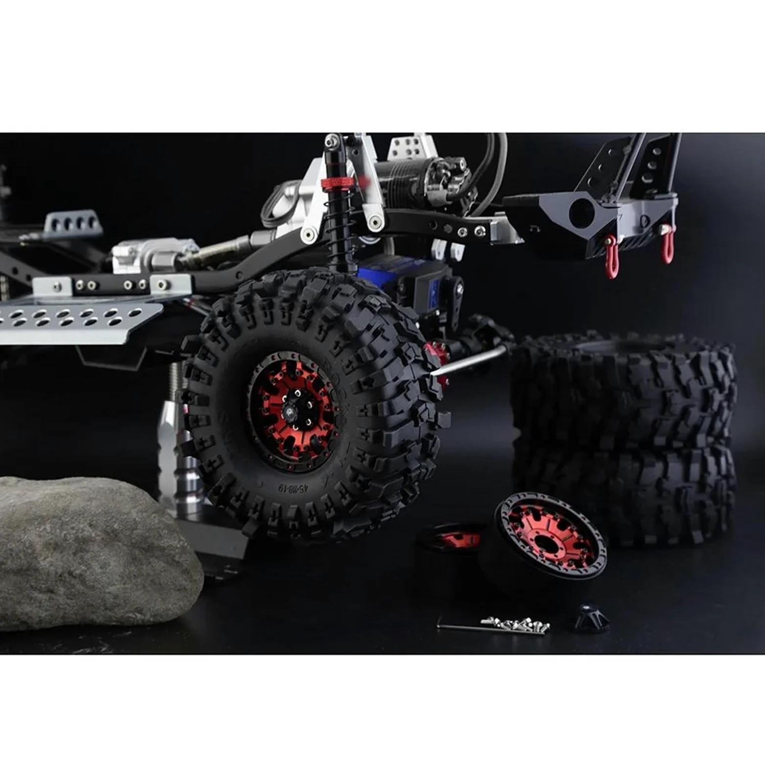RC Car Pneumatico Ruota Compatibile con Axial per SCX10 90046 AXI03007 TRX4 RBX10M Gomma Morbida 1.9 Pneumatici delle Ruote 118 * 45MM per 1:10 RC Crawler Car RC Auto Pneumatico