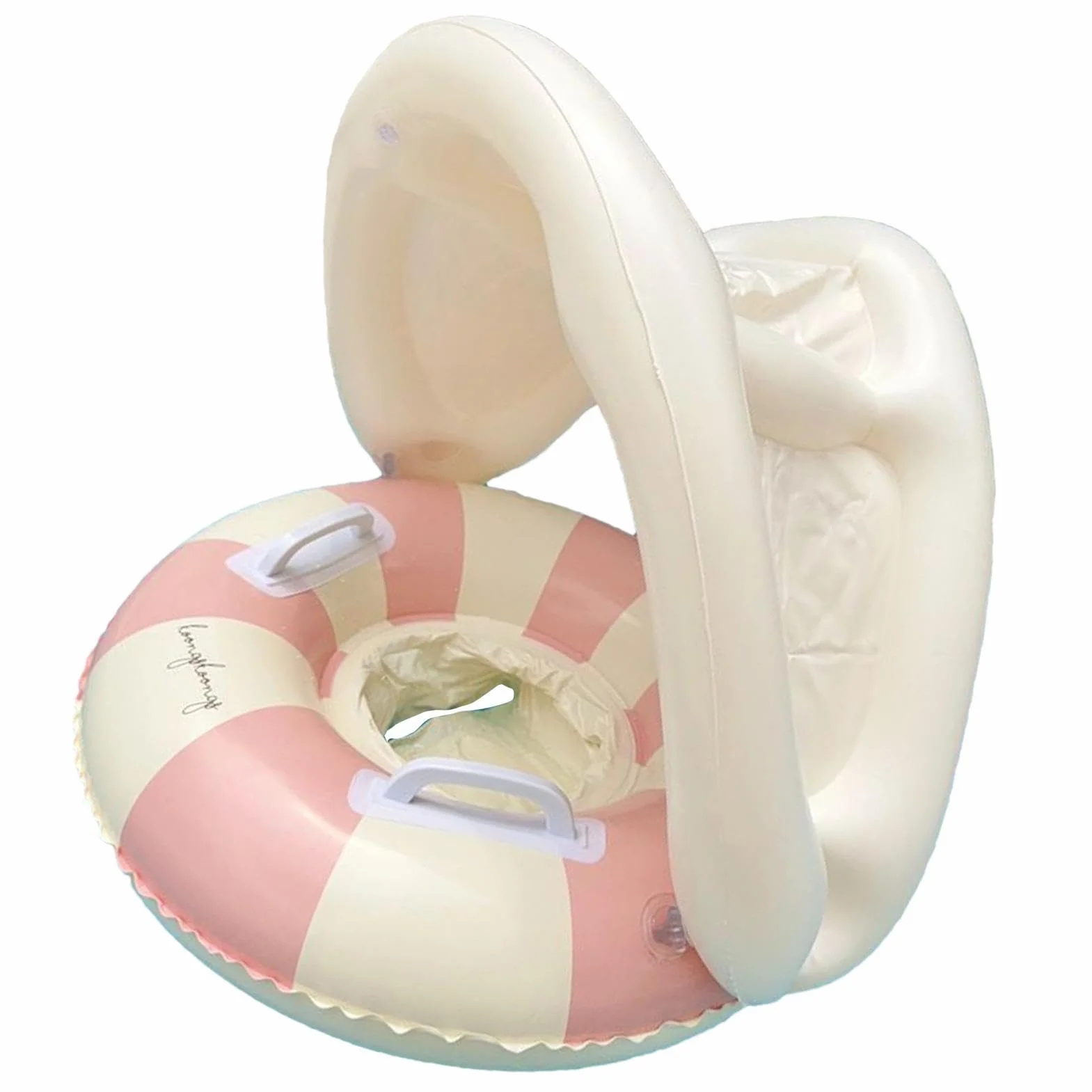 Salvagente Neonato Con Parasole, Ciambella Gonfiabile Per Bambini Con Seduta Antiscivolo, Design Retrò A Strisce, Protezione UV Rimovibile Per Piscina E Spiaggia, Adatto Da 0 A 4 Anni