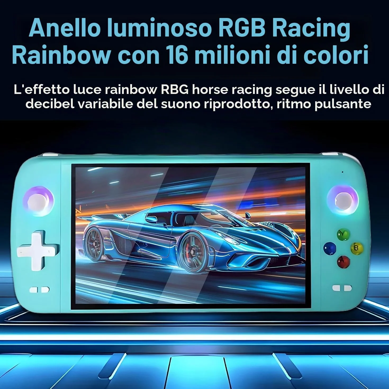 Nuova console di gioco portatile M27, 128 GB di memoria interna con 30.000 giochi, sistema Linux, schermo IPS da 7 pollici, console portatile mini arcade tascabile, uscita HD (verde, 128 g)