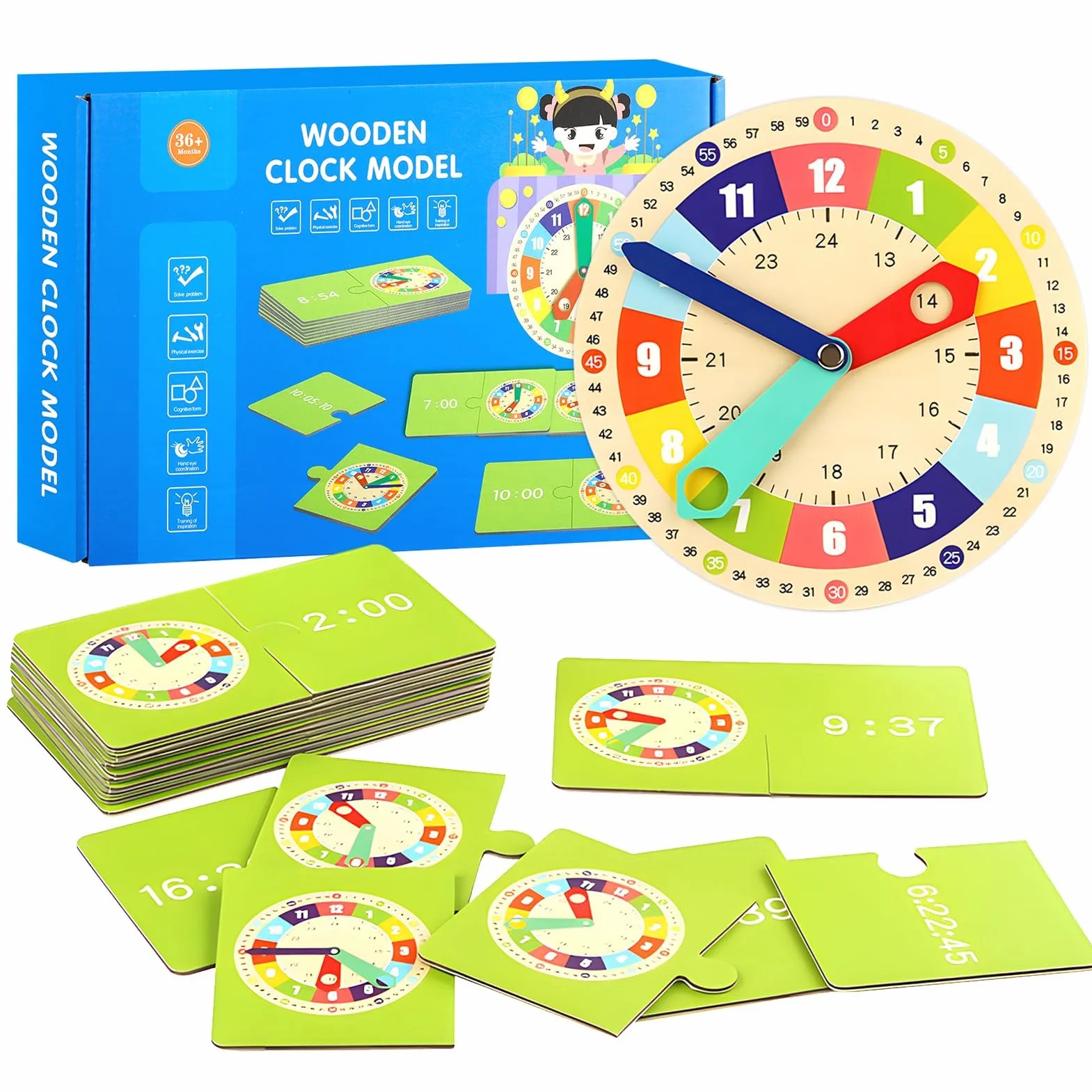 Orologio Didattico Montessori,Orologio per Bambini,Orologio Didattico per Bambino,Orologio per Imparare a Leggere L'ora,Educativo e Montessori,Apprendimento Precoce,Regalo Didattico