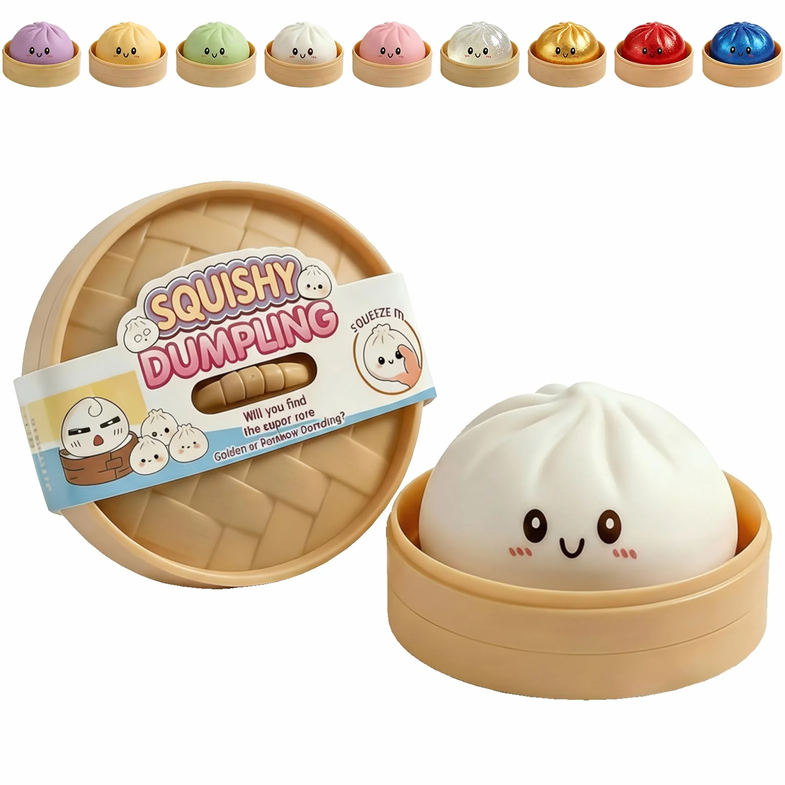 Squishy Ravioli Giganti Antistress con Glitter 7x10cm Morbido Bianco